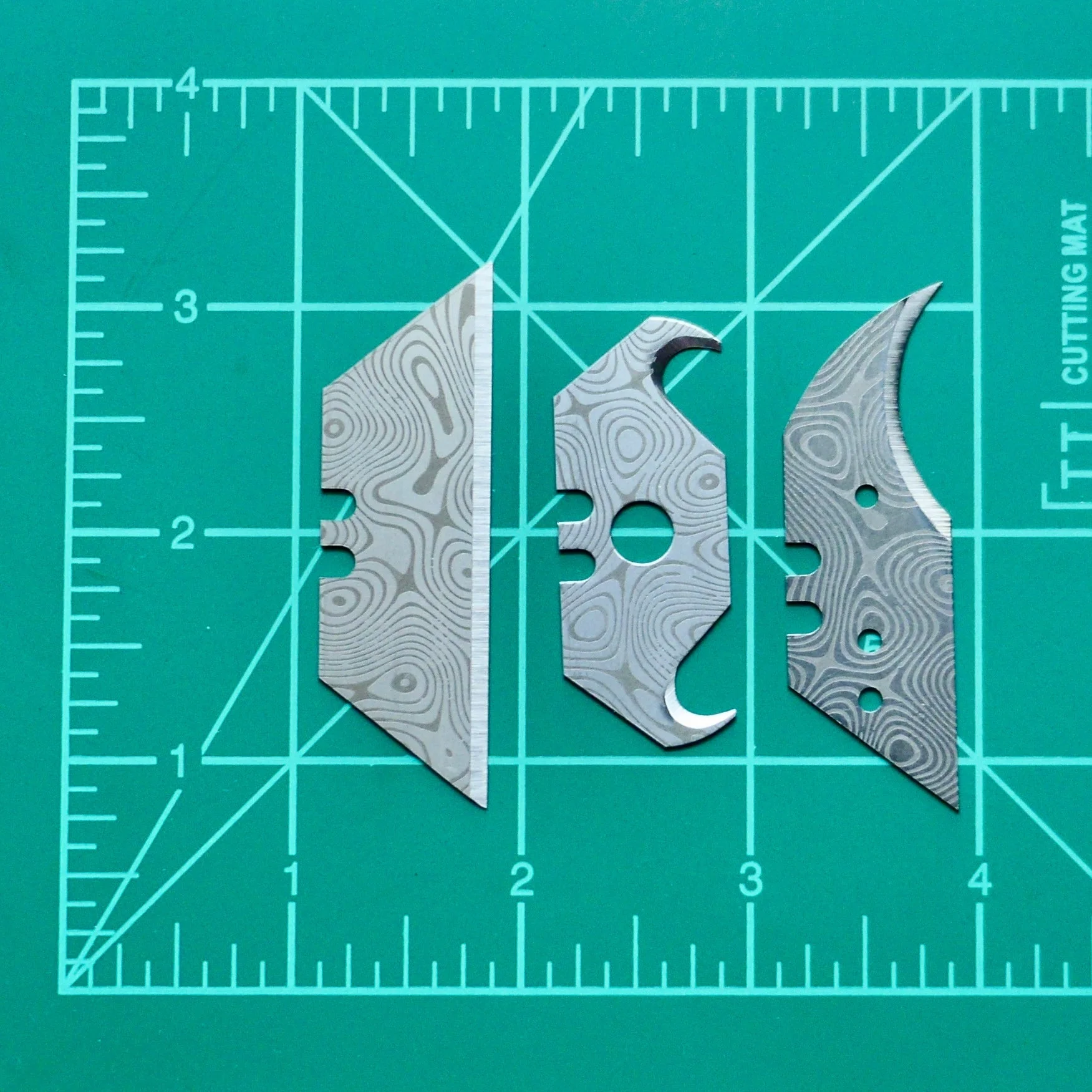 Stinger Laser Engraved Utility Edges, Tool Replacements - Damascus Style - Image 3