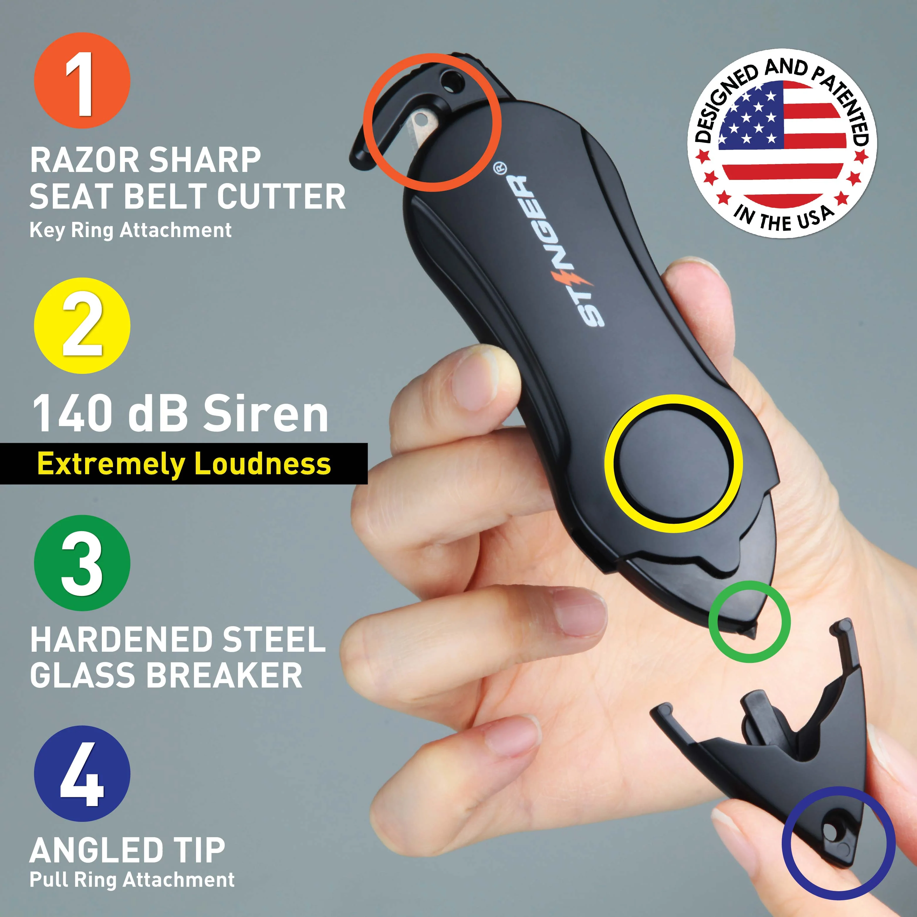 Stinger Life-Saving Whip Car Emergency Tools + Personal Alarm (Orange) - Image 14