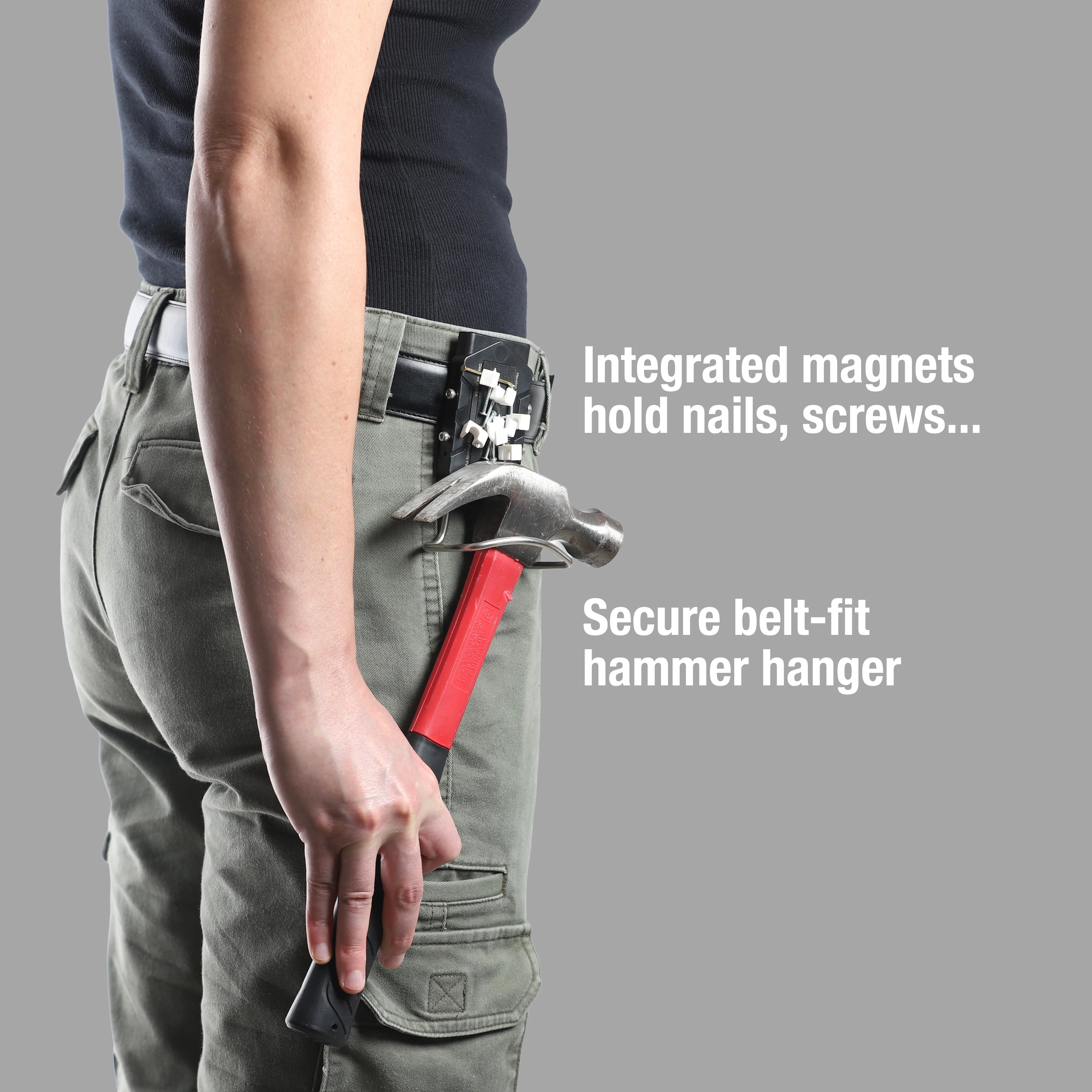 STINGER Magnetic Hammer Holder for Belt – Heavy-Duty Clip with Tool Organizer & Magnetic Storage for Nails, Screws & Bits – Hands-Free Holster for Carpenters & DIY - Image 4