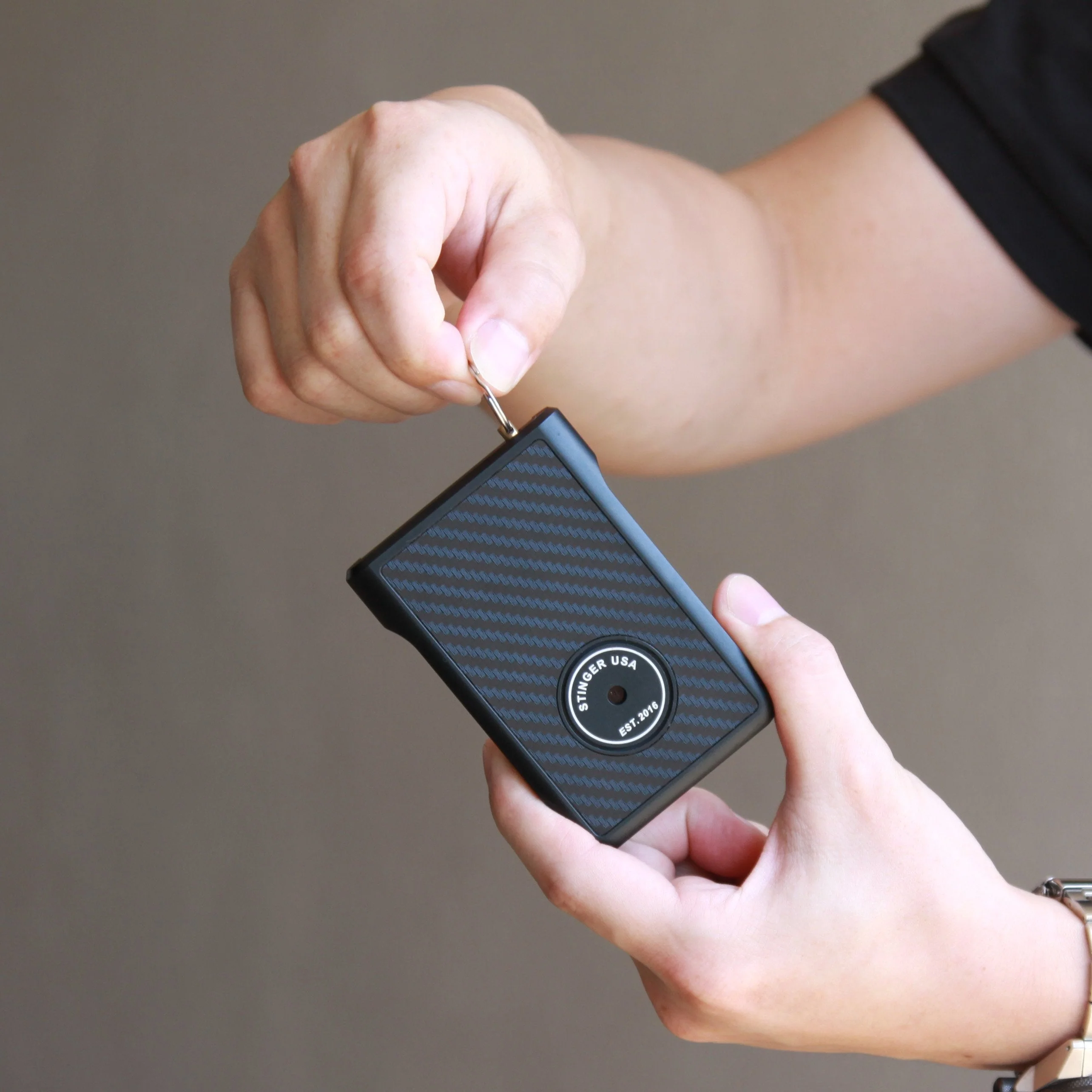 Stinger Minimalist Wallet, Card Holder, Safety Wallet with Personal Alarm, Multi-functional Tool, and Magnifier (Black Carbon Fiber) - Image 4