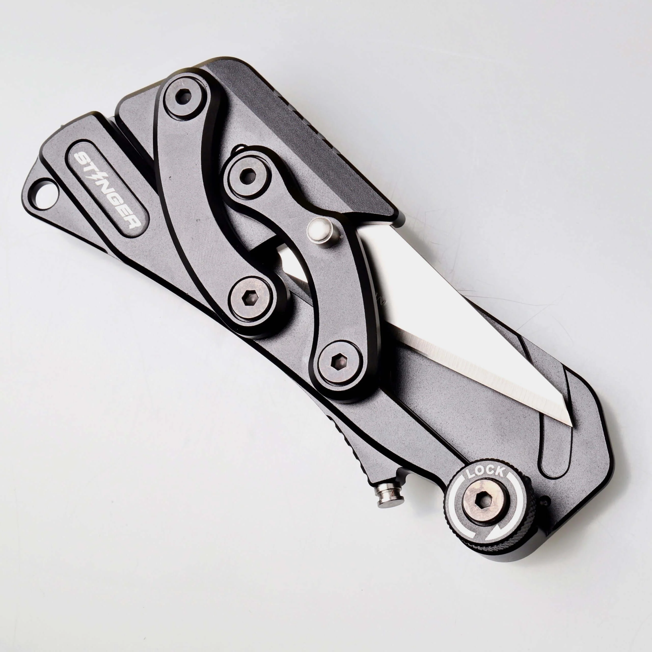 Stinger Olfa Evolution Blade with Leather Pouch, Folding Pocket Knife, Utility Knife - Matte Black - Image 8