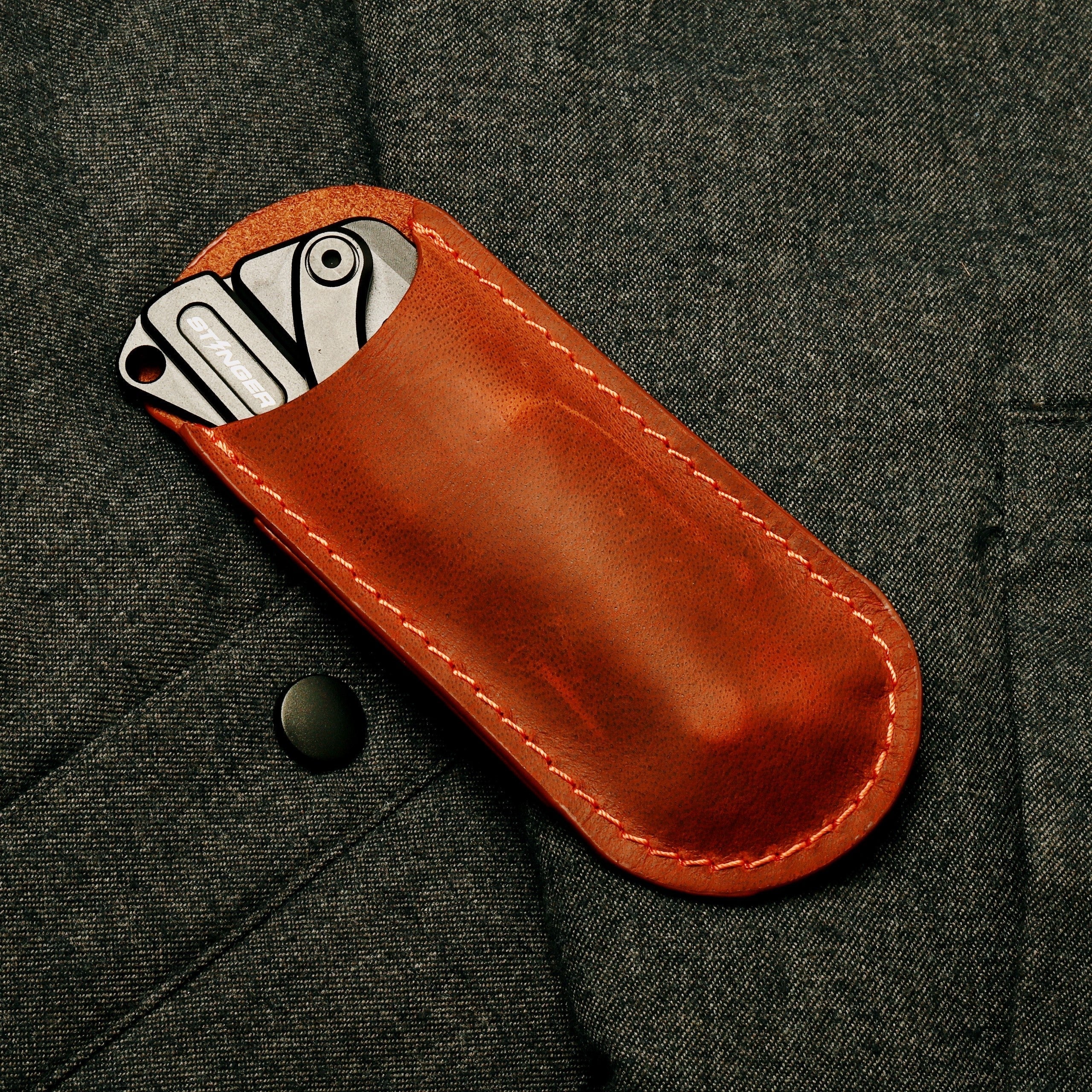 Stinger Olfa Evolution Edge with Leather Pouch, Folding Pocket Utility - Matte Black - Image 13