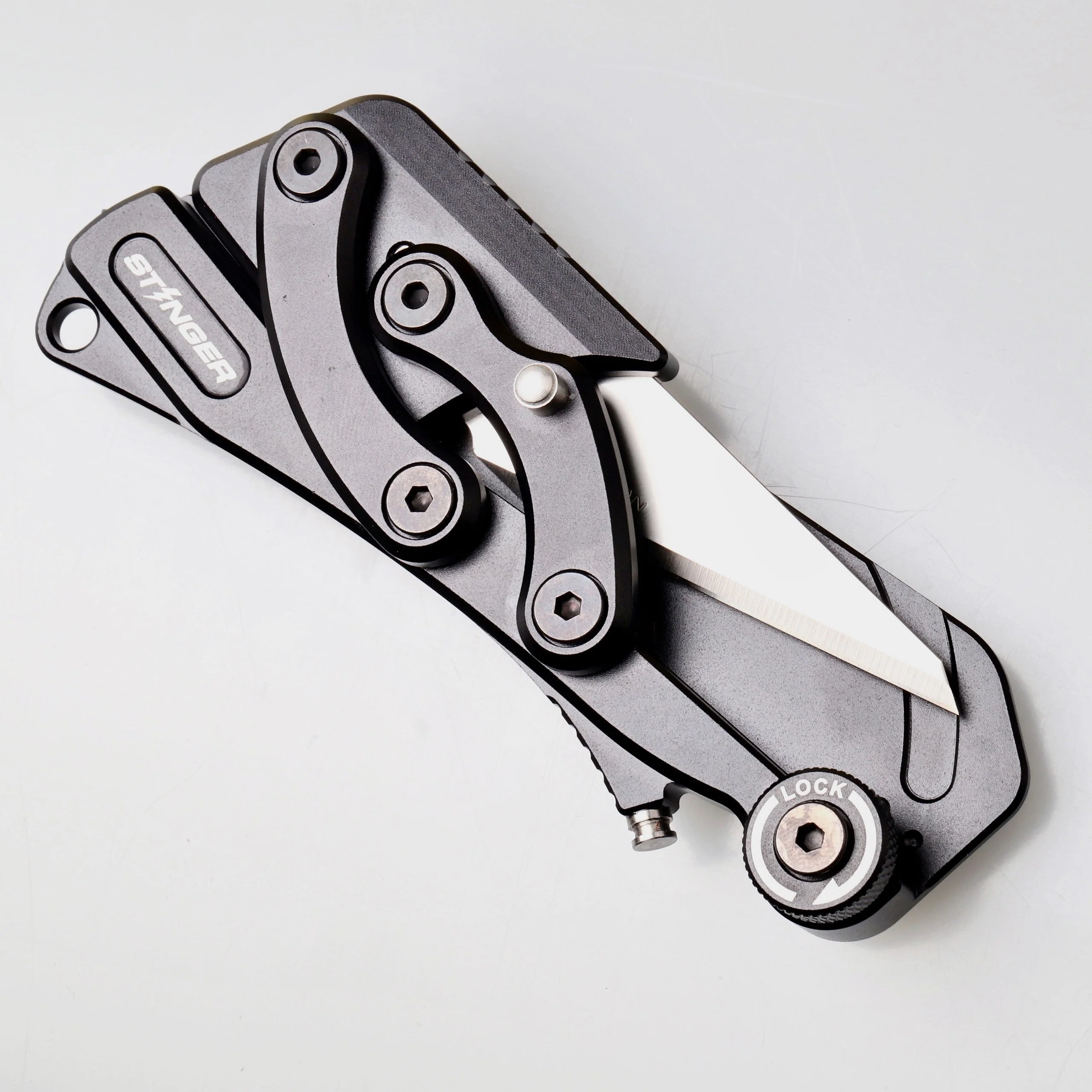 Stinger Olfa Evolution Edge with Leather Pouch, Folding Pocket Utility - Matte Black - Image 8