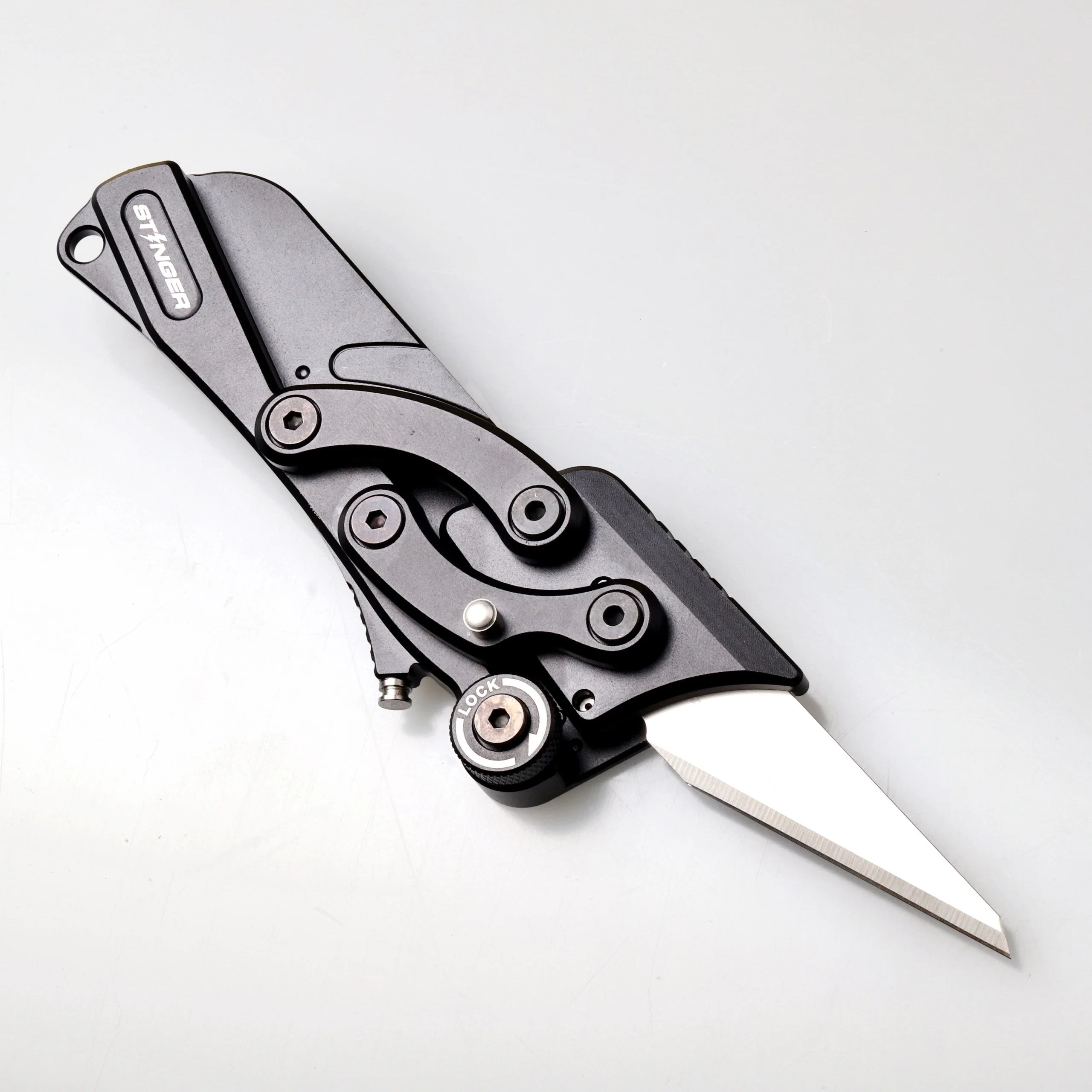 Stinger Olfa Evolution Edge with Leather Pouch, Folding Pocket Utility - Matte Black - Image 9