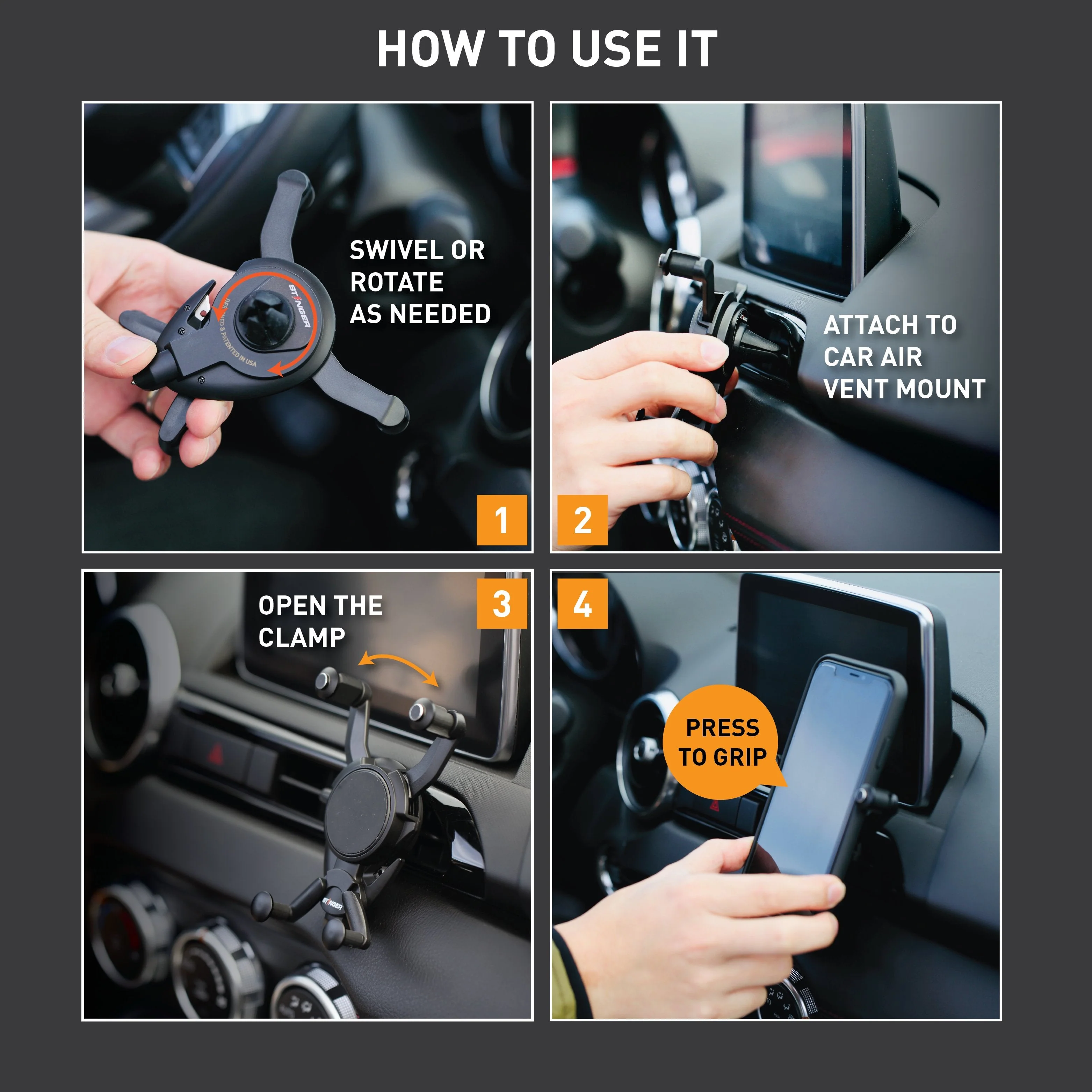 Stinger Spider Car Vent Mount Phone Holder Emergency Tool - Image 7