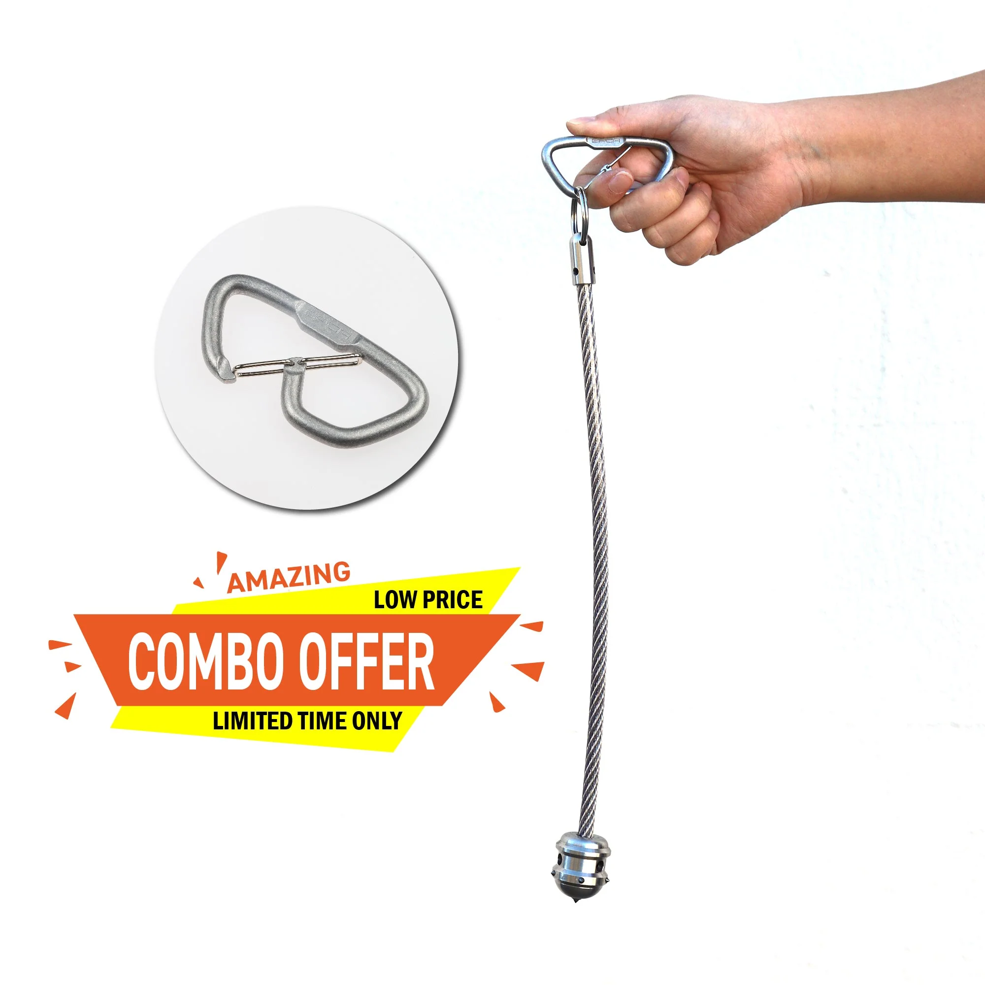Stinger Stainless Steel Spiked Monkey Fist: Car Emergency Window Breaker + GPCA Carabiner Loop LITE (1 PC) (SC) - Image 2