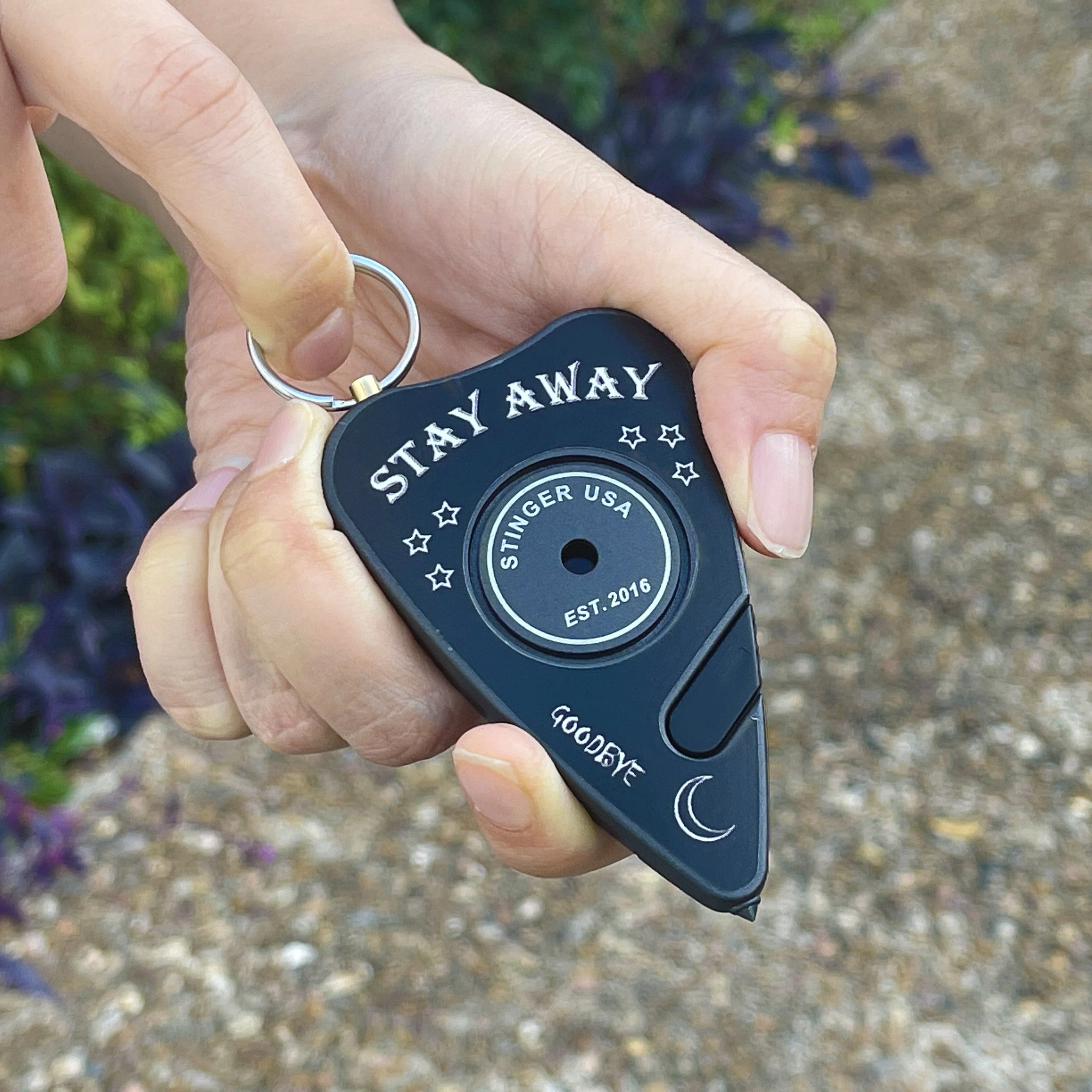 Stinger Stay Away Personal Safety Alarm Keychain Emergency Tool: Siren Alarm, Seat Belt Cutter, Glass Breaker (Black Stay Away) - Image 3