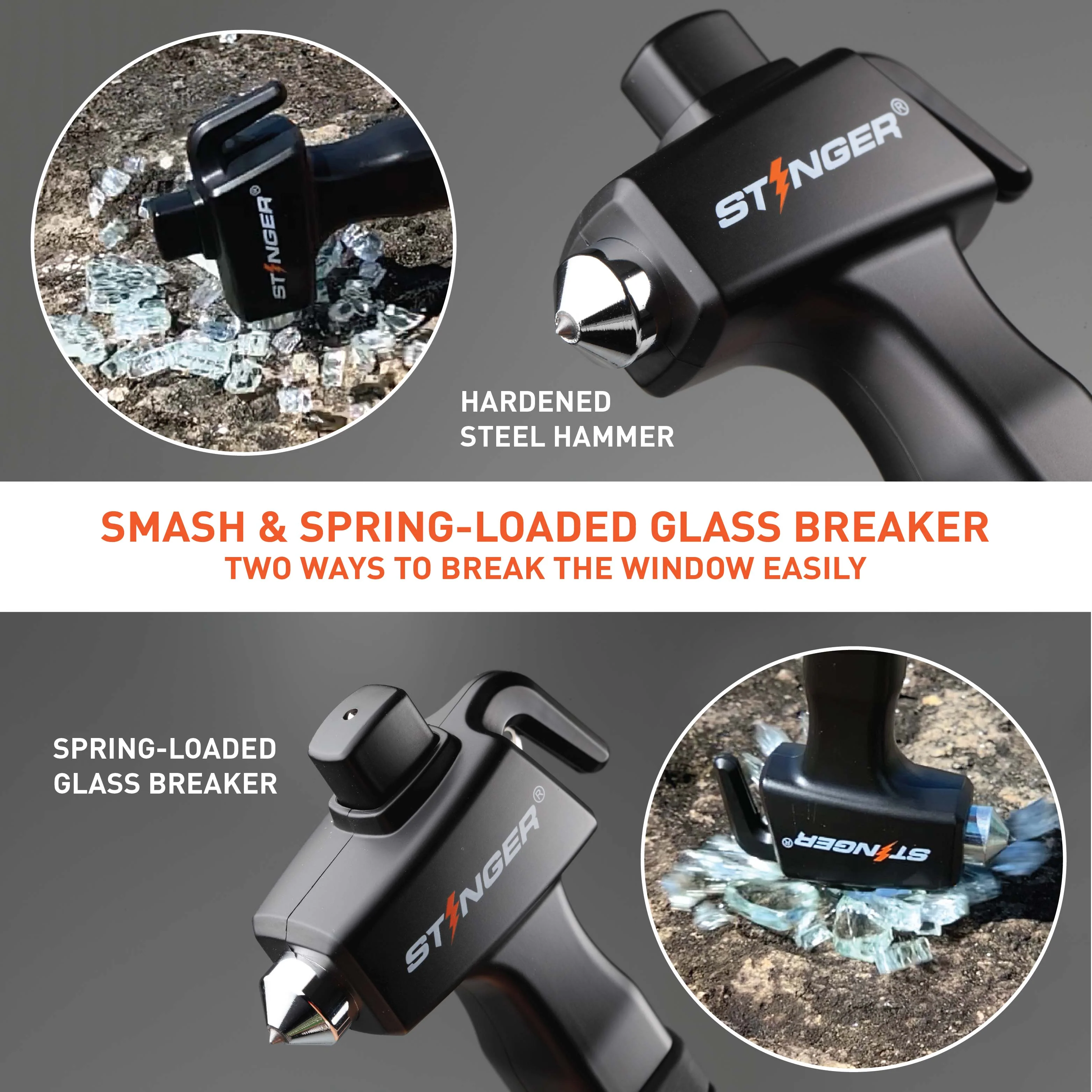 Stinger Super Duty Car Emergency Escape Hammer (Black) - Image 4