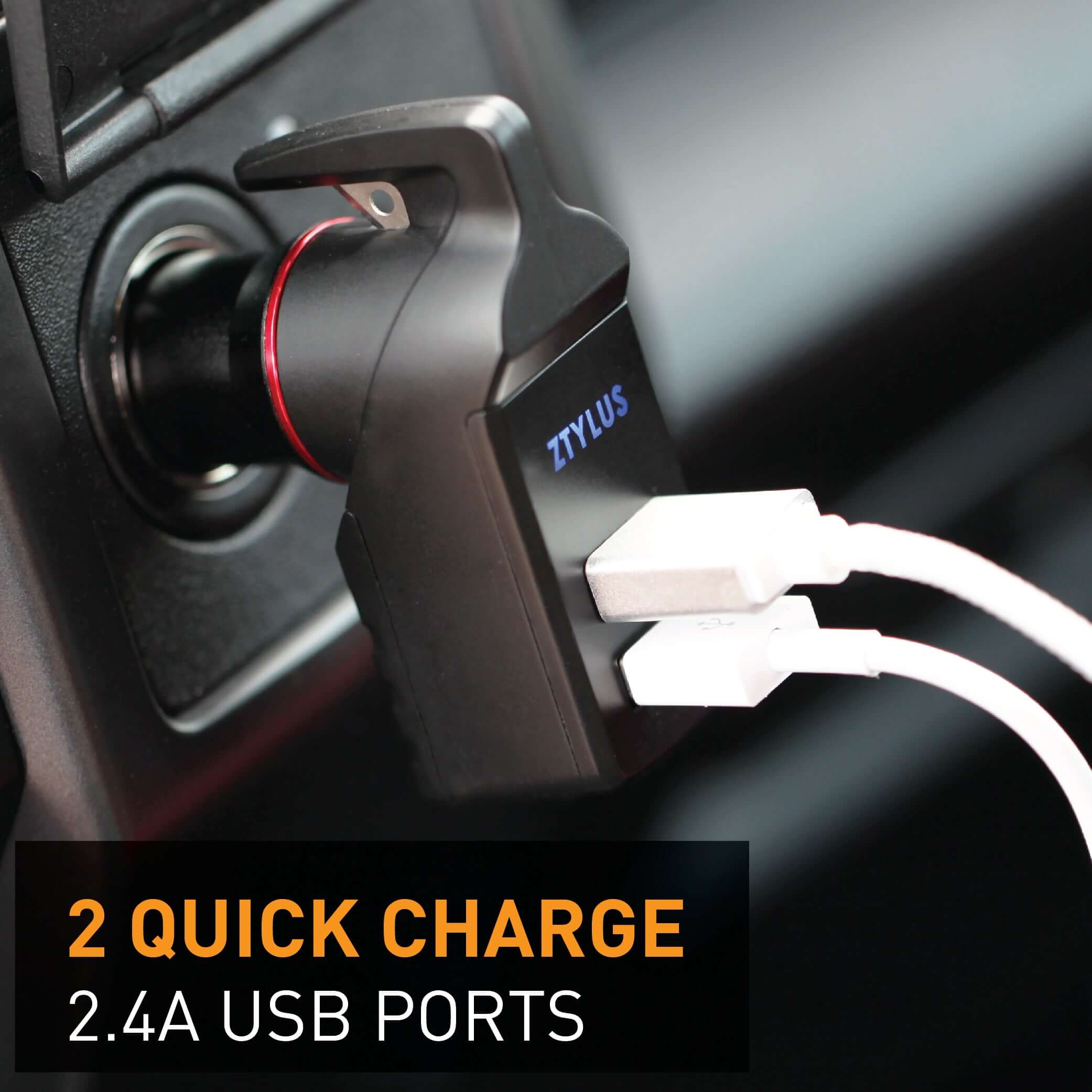 Stinger USB Car Charger Emergency Tool, Seatbelt Cutter, Spring-Loaded Car Window Breaker (Black) - Image 8