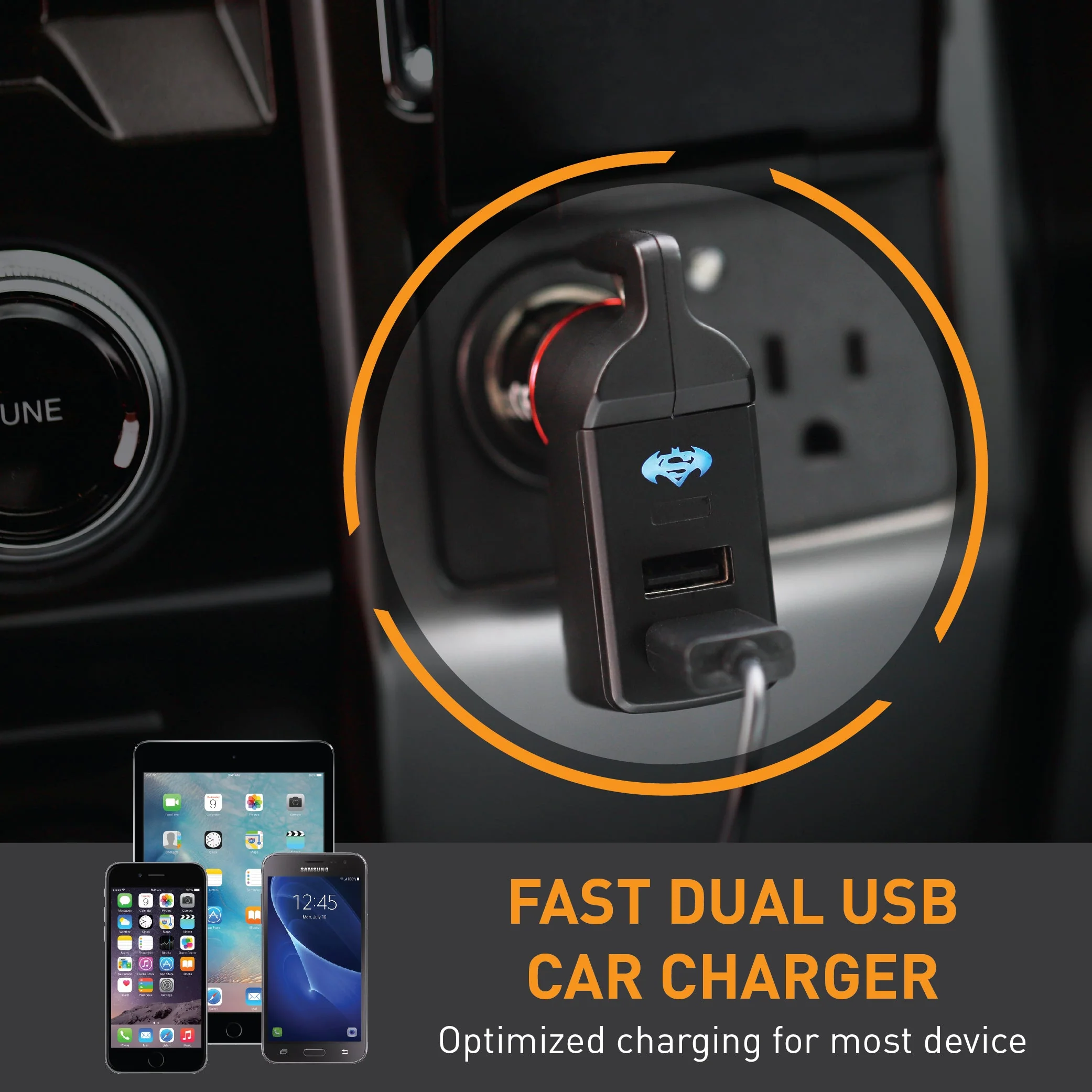 Stinger USB Car Charger Emergency Tool, Seatbelt Cutter, Spring-Loaded Car Window Breaker (Blue Super Batman) (SC) - Image 5