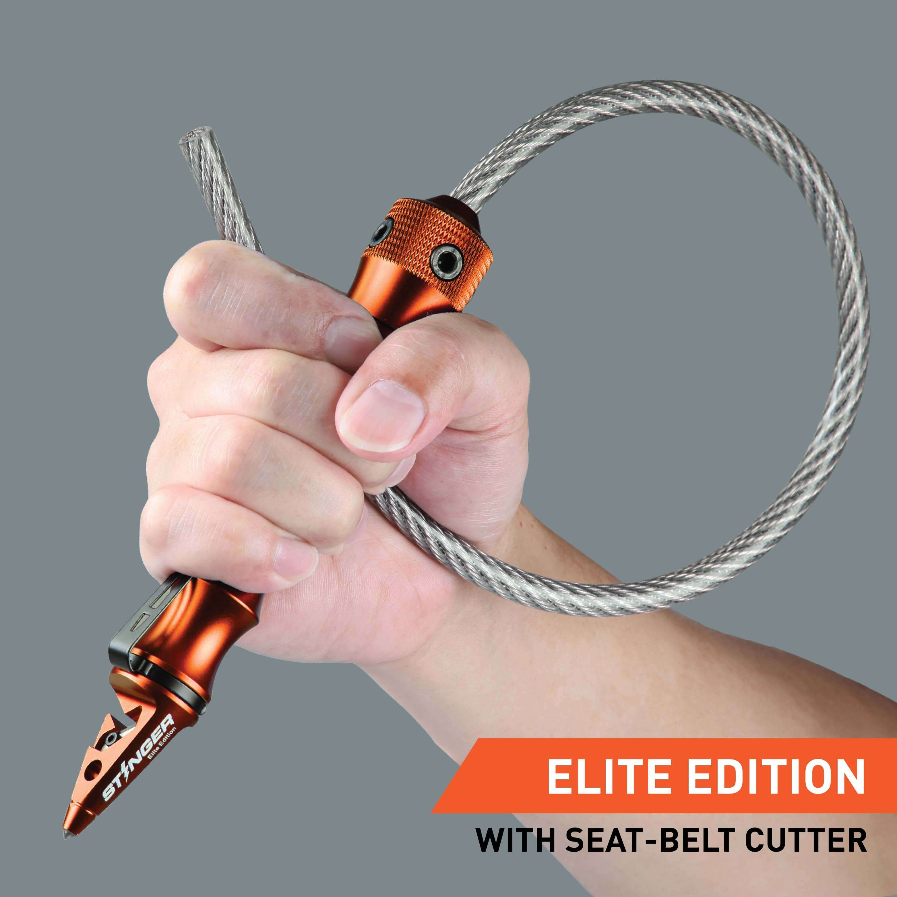 Stinger Whip Car Emergency Tool with Seat Belt Cutter and Window Breaker (Elite Edition, Orange) - Image 2