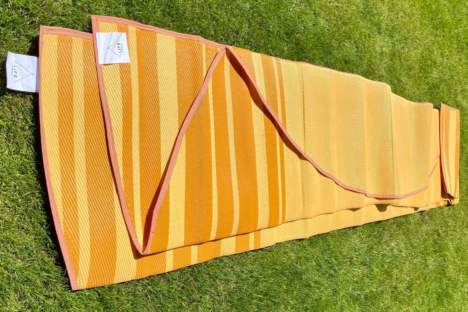 Striped Bell Tent Floor Matting | Citrus Tones | 13' (4M) - Image 12