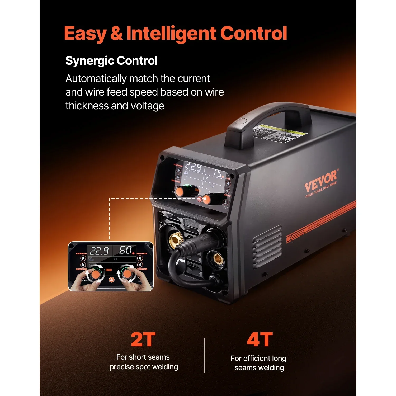 SucceBuy 5-in-1 MIG Welder 200Amp Multi-Process MIG TIG Stick Welding Machine LCD - Image 4