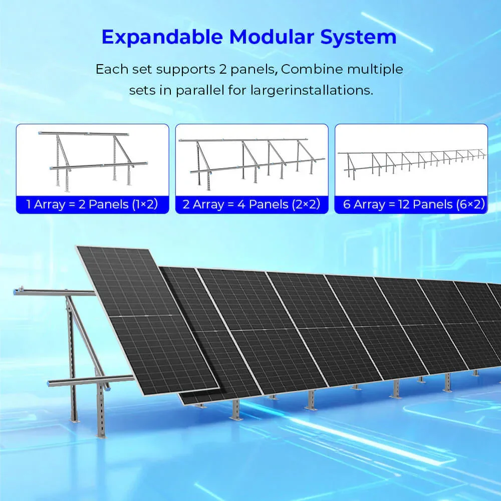 Sungold Power Modular & Expandable Ground Mount Brackets for 2× 400W–590W Solar Panels - Image 5
