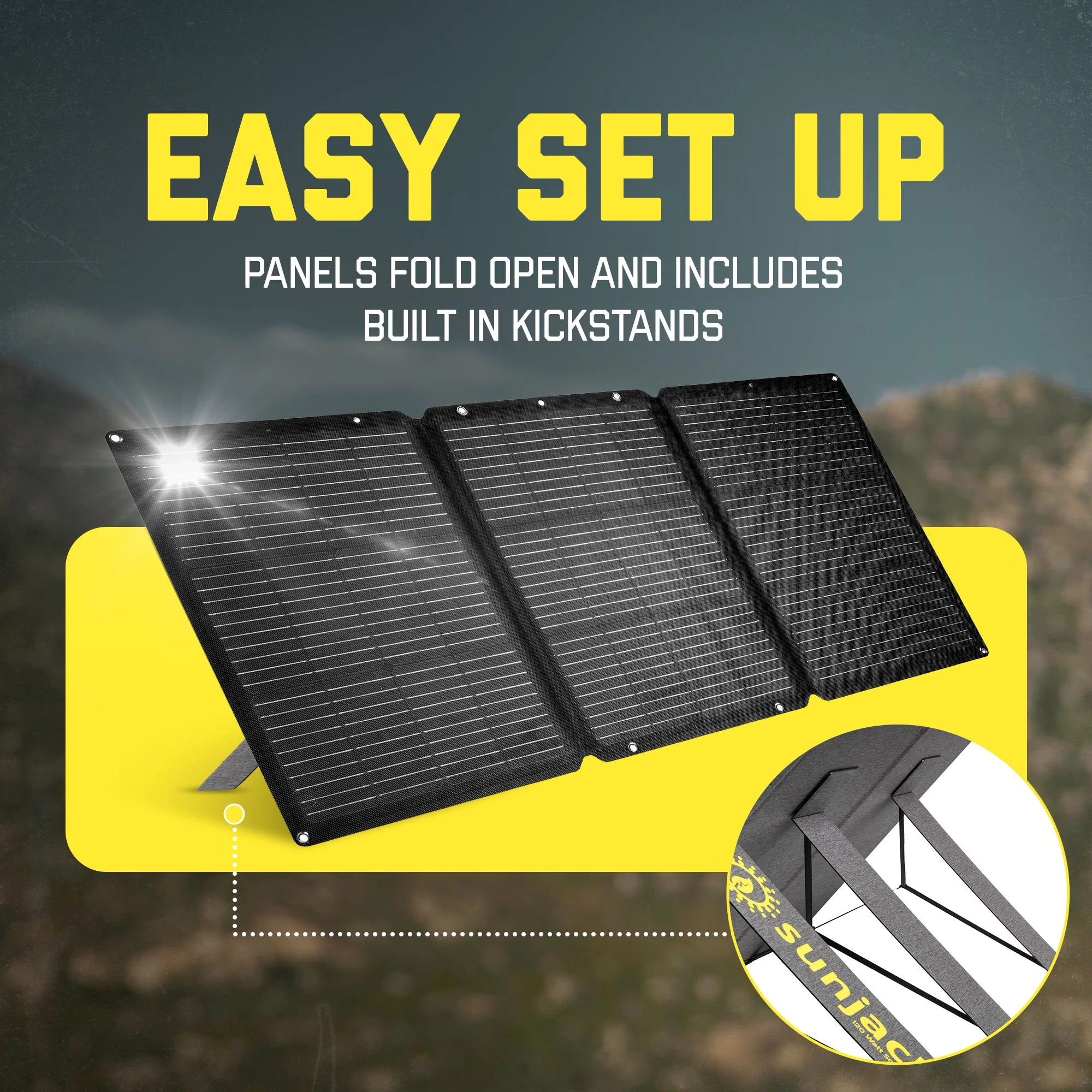 SunJack 120 Watt ETFE Foldable Portable Solar Panel with Kickstands - Image 5