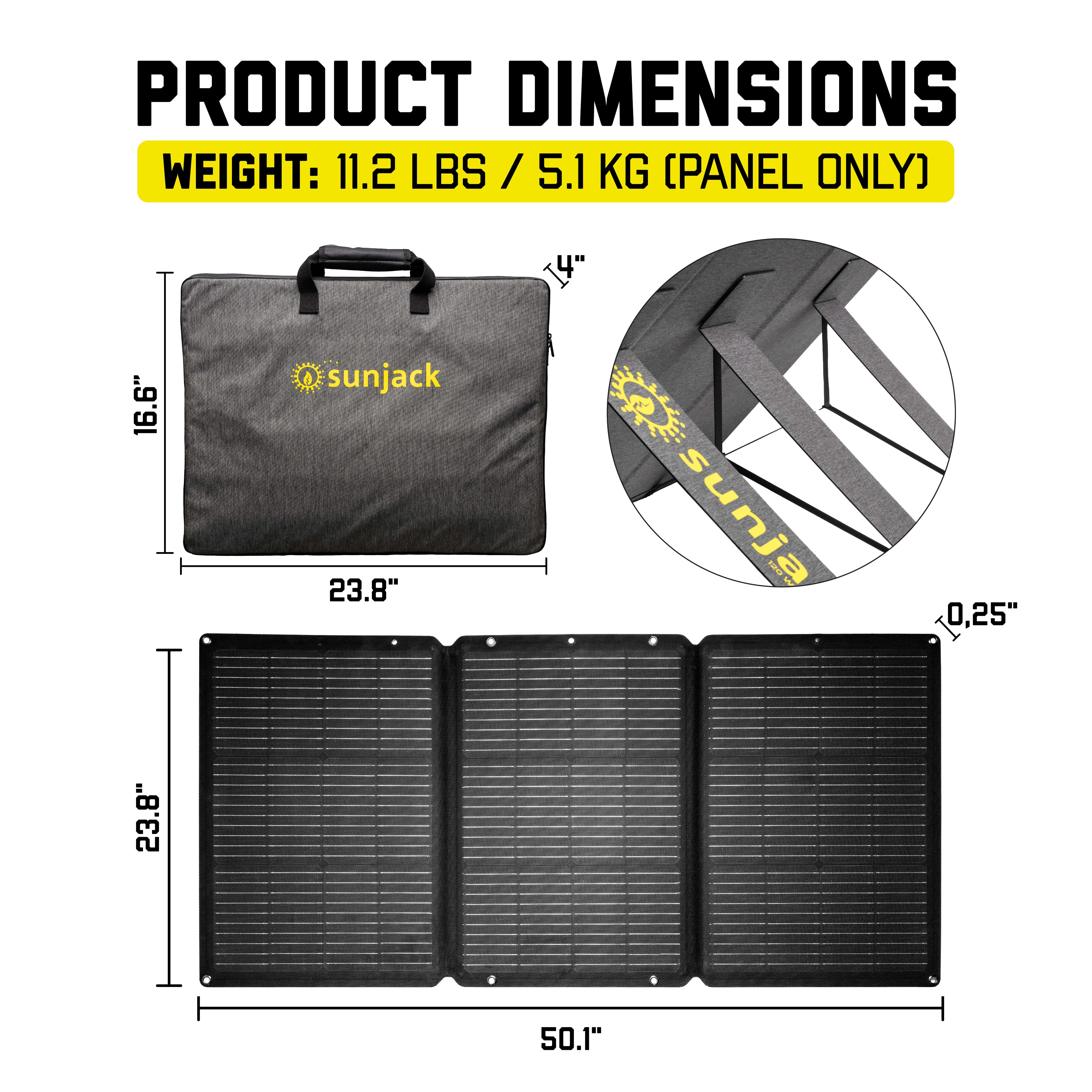 SunJack 120 Watt ETFE Foldable Portable Solar Panel with Kickstands - Image 7