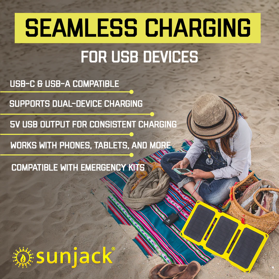 SunJack 15 Watt ETFE Foldable Portable Solar Panel Charger with 10000mAh Power Bank Battery - Image 4