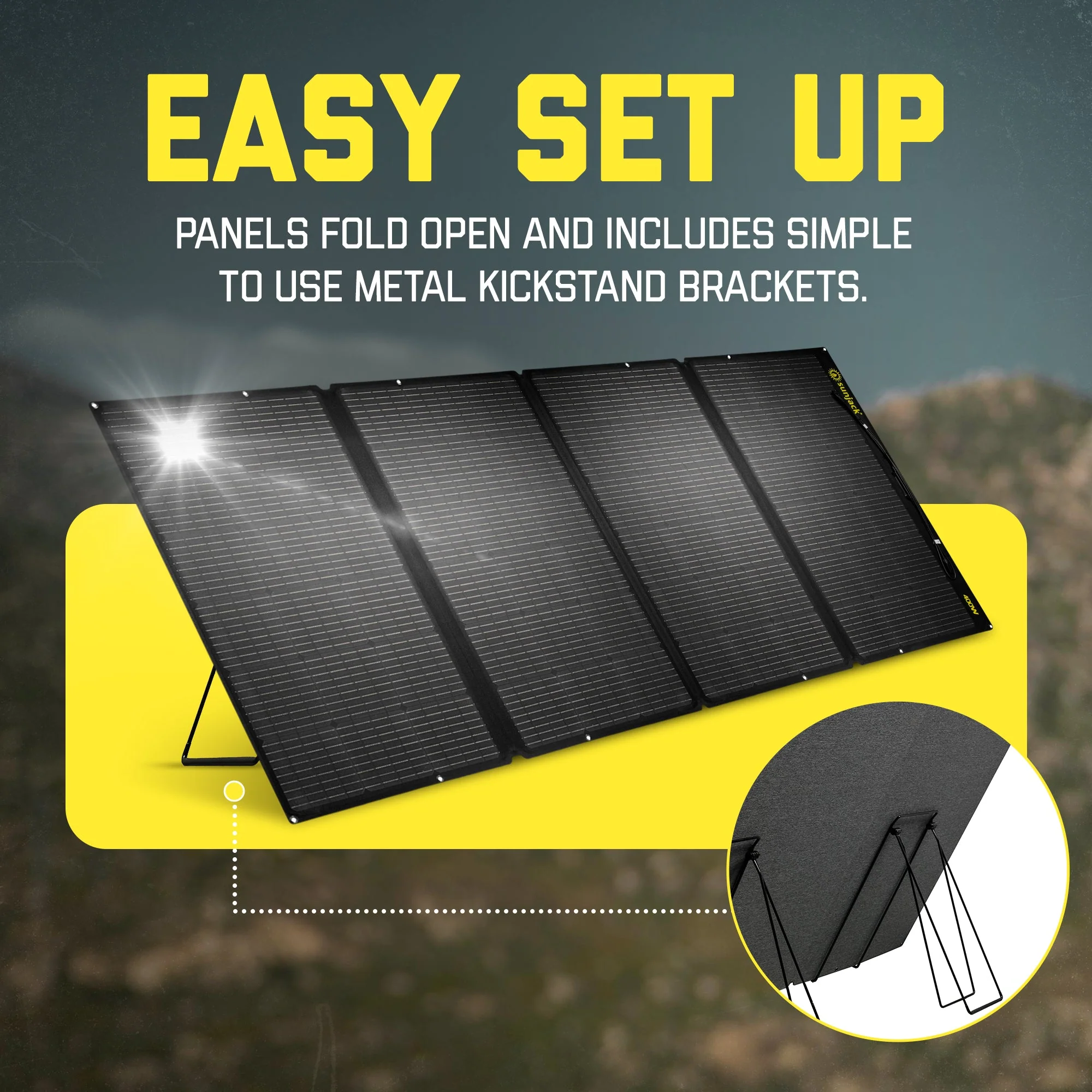 SunJack 400 Watt ETFE Foldable Portable Solar Panel Charger with Bracket Kickstands - Image 5