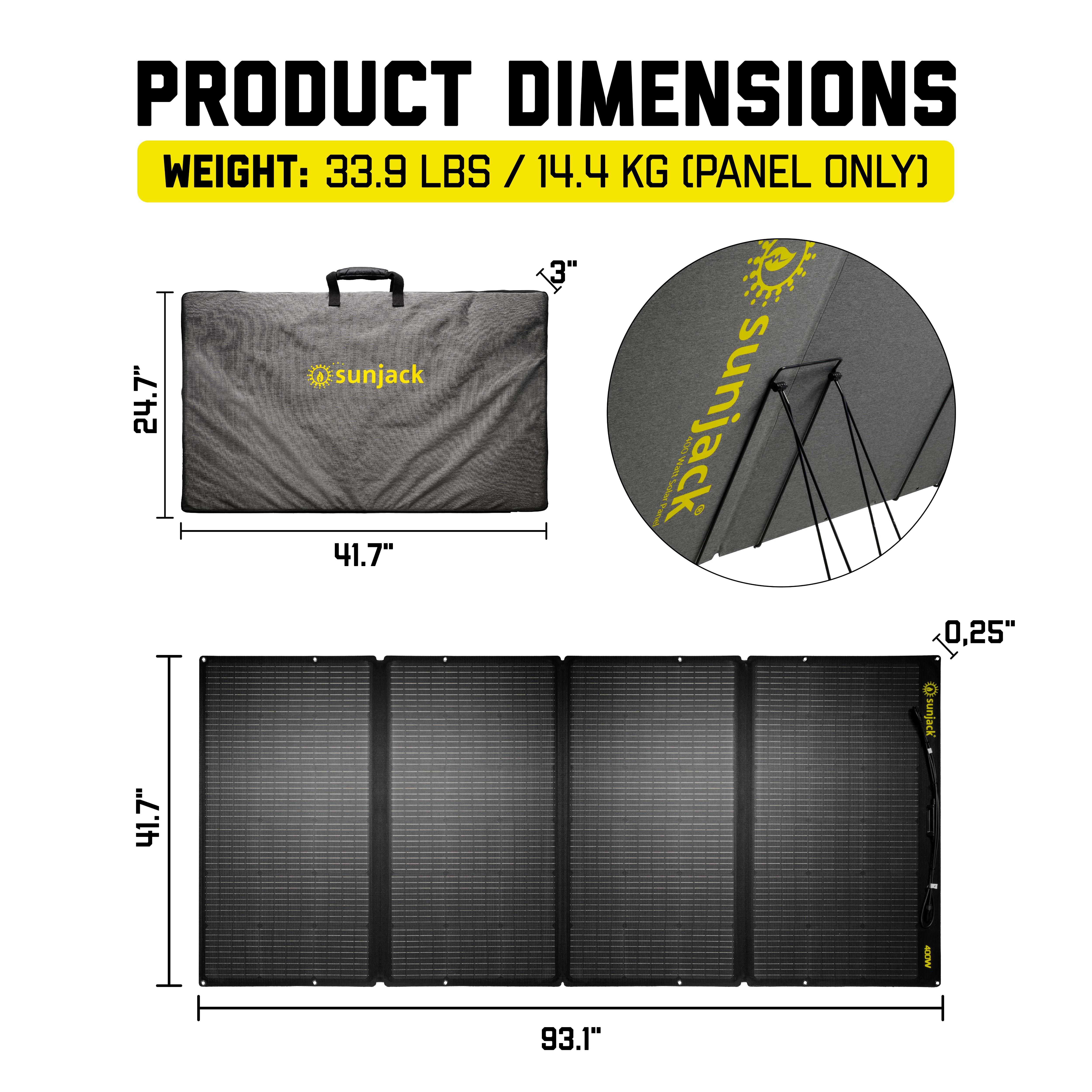 SunJack 400 Watt ETFE Foldable Portable Solar Panel Charger with Bracket Kickstands - Image 6