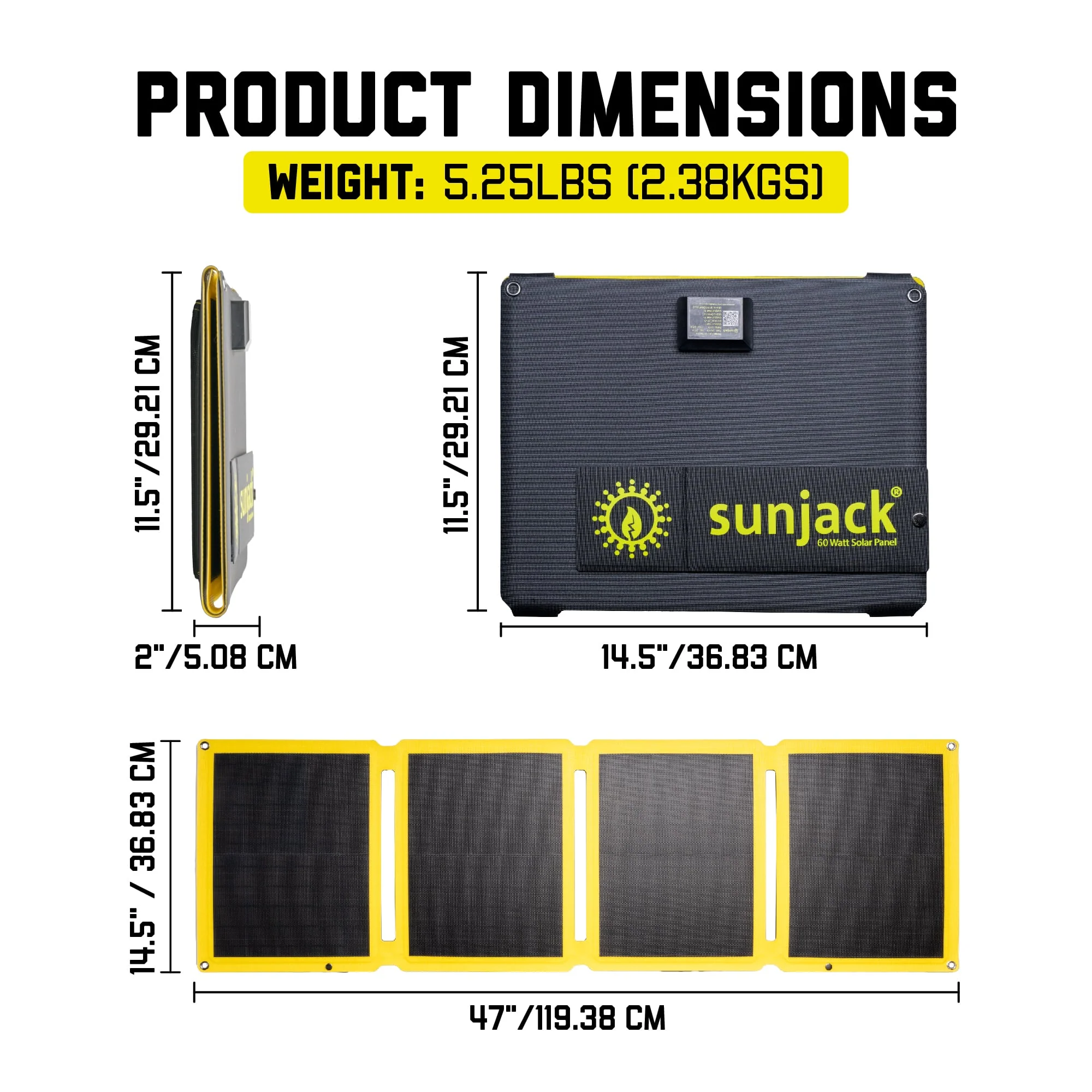 SunJack 60 Watt ETFE Foldable Portable Solar Panel Charger with Kickstands - Image 8