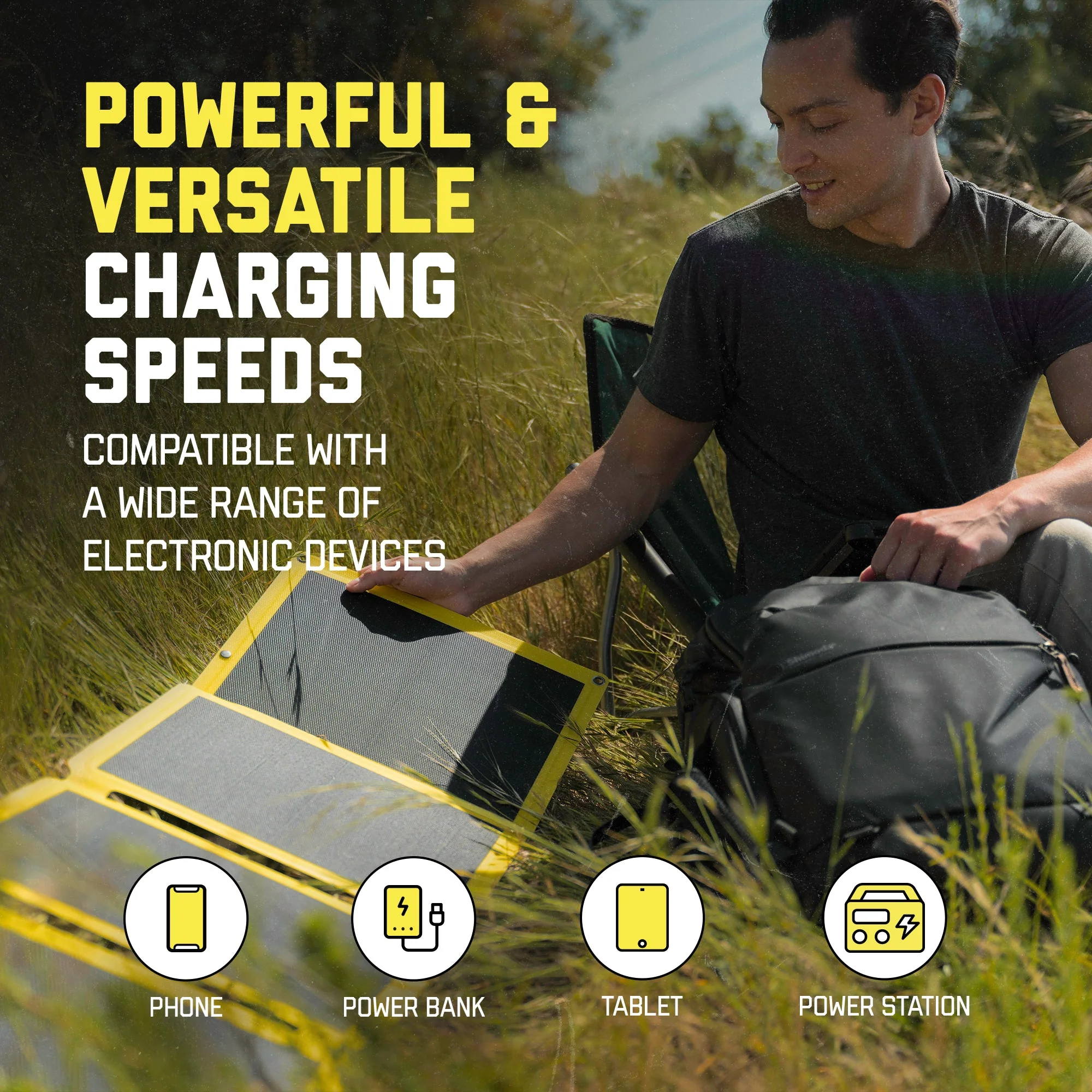 SunJack 60 Watt ETFE Foldable Portable Solar Panel Charger with Kickstands and 100W 25600mAh Power Bank - Image 3