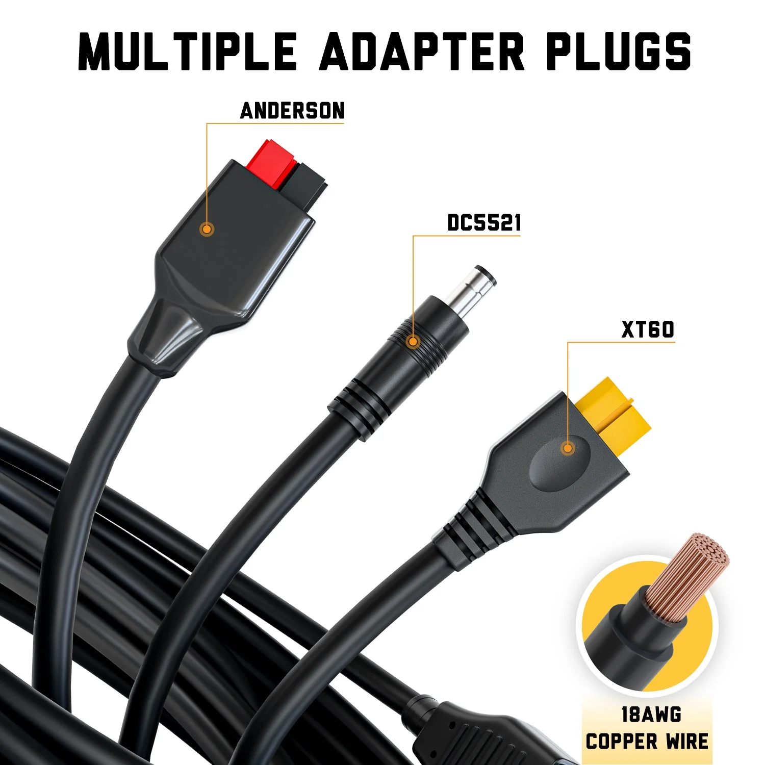 SunJack DC5521 Solar Panel Adapter Cable, 18AWG / 5ft - Image 2