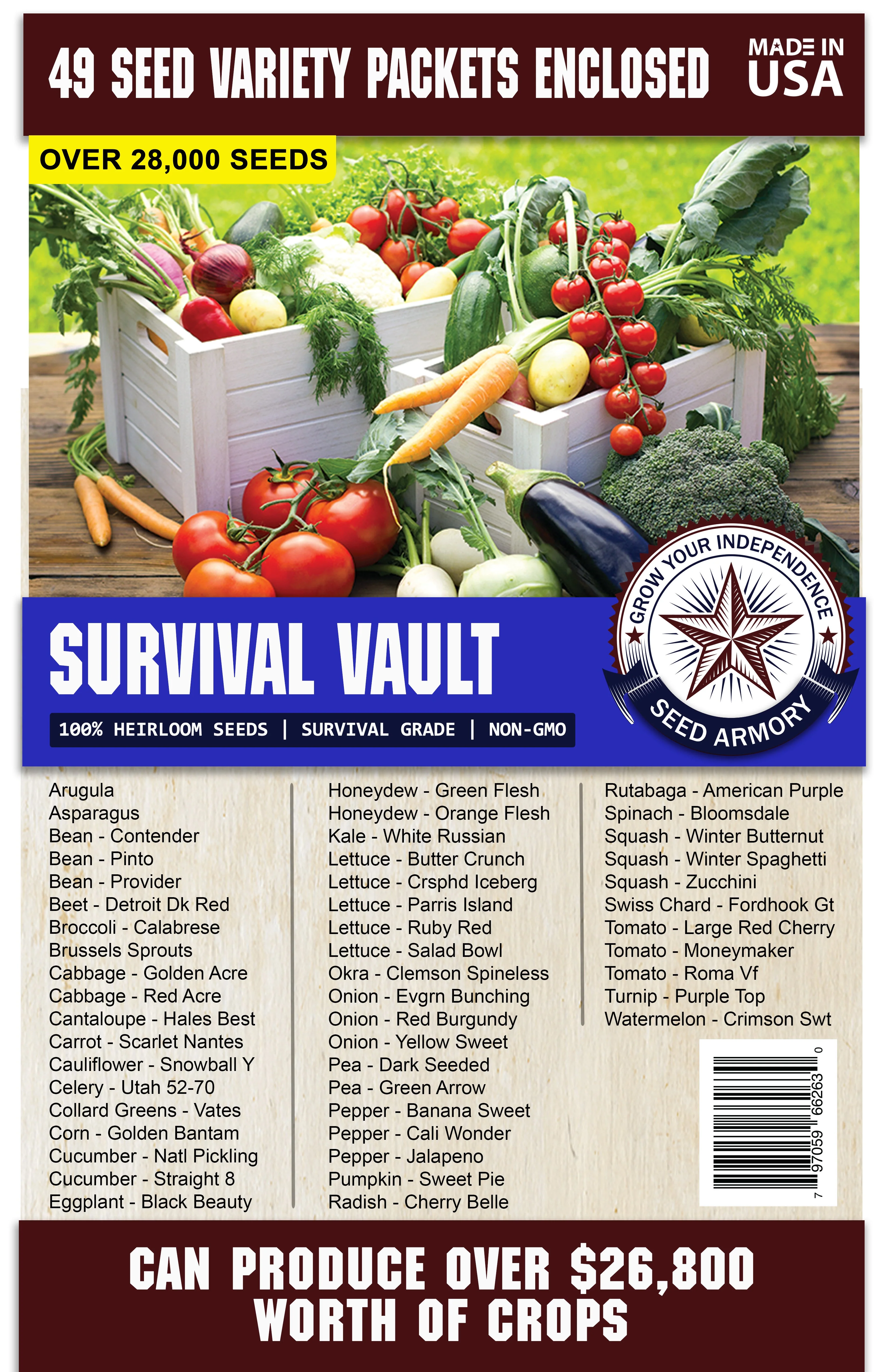 Survival Heirloom Seed Vault - 49 Varieties - Image 3