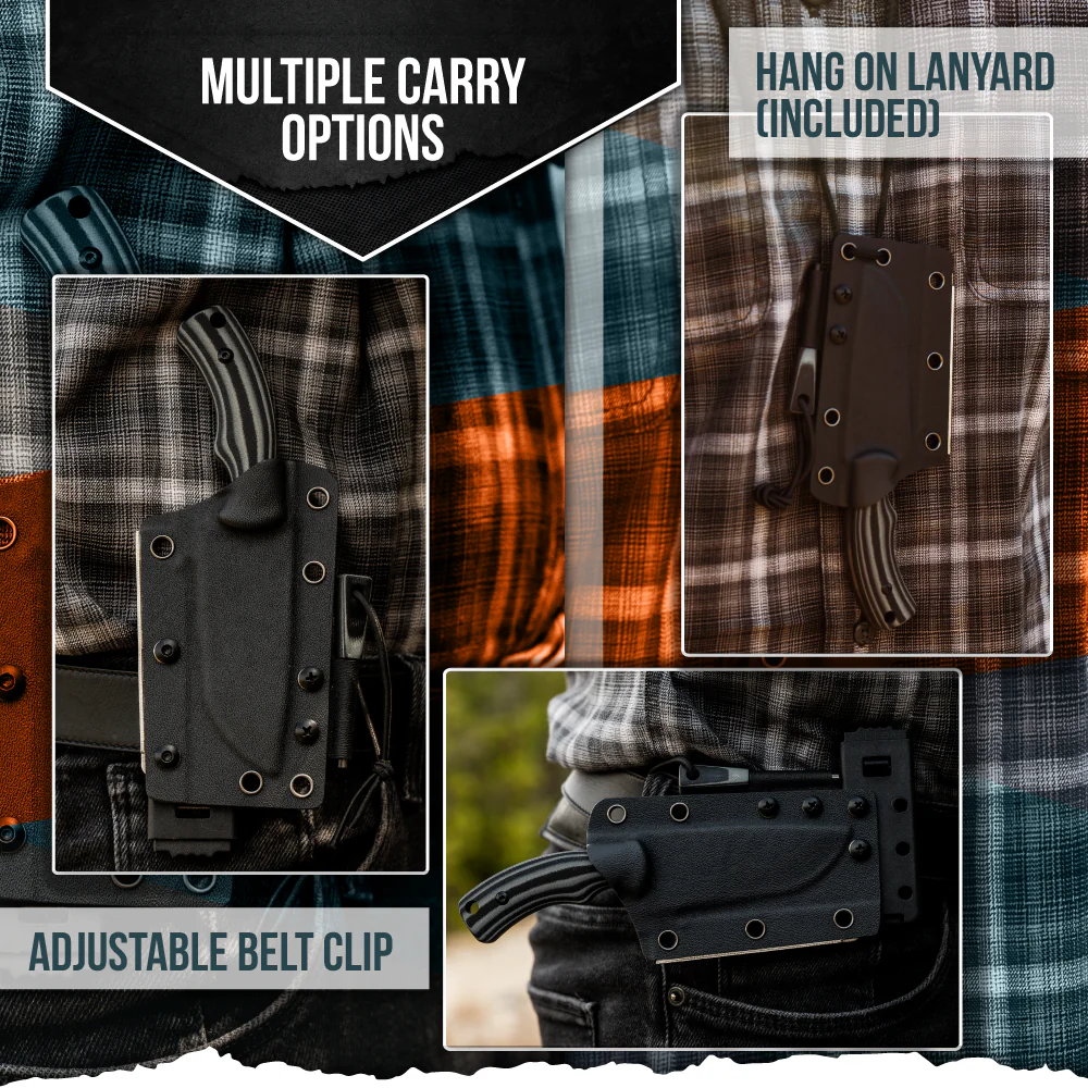 The Baby Tracker D2 Steel Bushcraft Survival Neck Knife Gift Set (Black and Gray) - Image 2