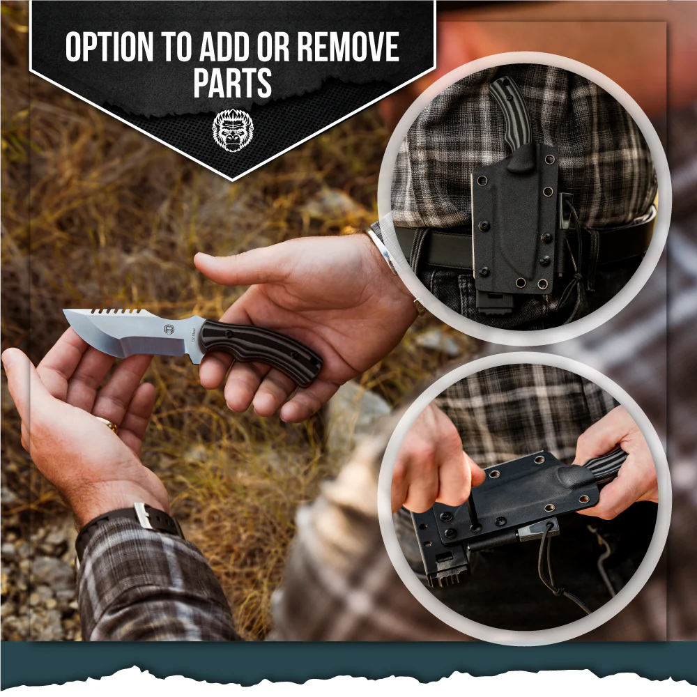 The Baby Tracker D2 Steel Bushcraft Survival Neck Knife Gift Set (Black and Gray) - Image 6