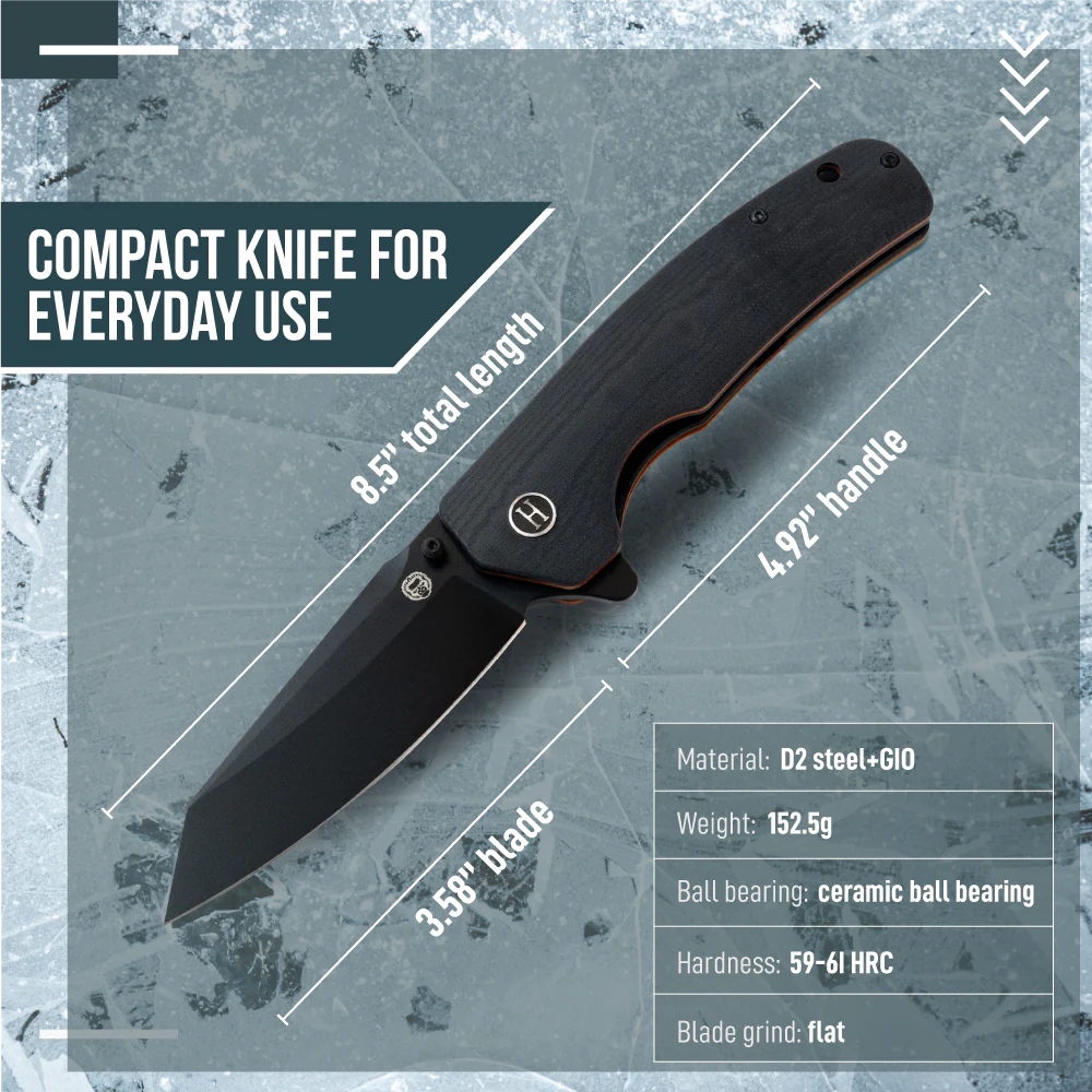 The Clip Point Folding Pocket Knife Giftset for Men and Women (Black and Orange) - Image 4