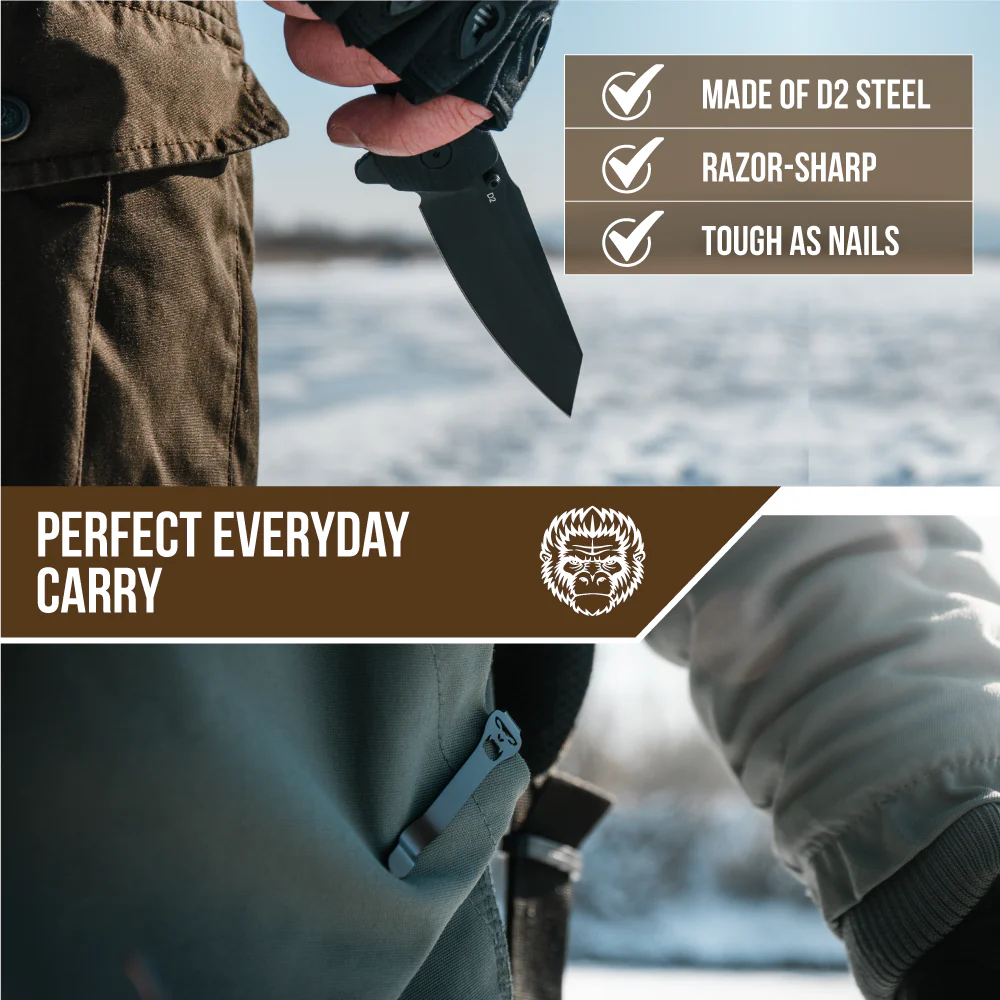 The Clip Point Folding Pocket Knife Giftset for Men and Women (Silver and Black) - Image 9