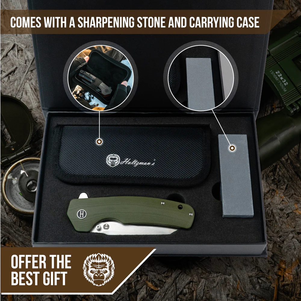 The Clip Point Folding Pocket Knife Giftset for Men and Women (Silver and Green) - Image 5
