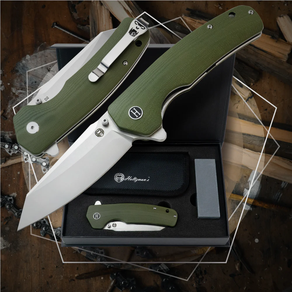 The Clip Point, Straight Back, Pioneer Folding Pocket Knife Giftset Combo (Silver and Green) - Image 4
