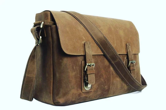 “The Courier” Vintage Leather Messenger Bag - Image 2