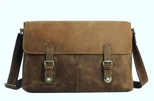 “The Courier” Vintage Leather Messenger Bag - Image 3