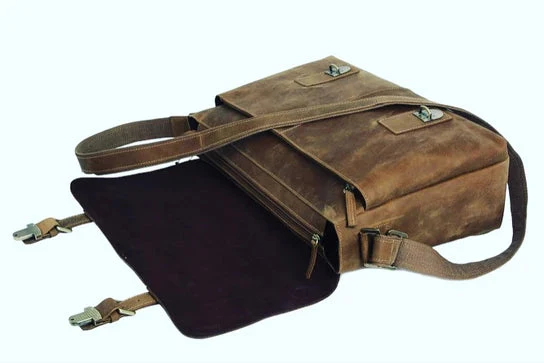 “The Courier” Vintage Leather Messenger Bag - Image 5