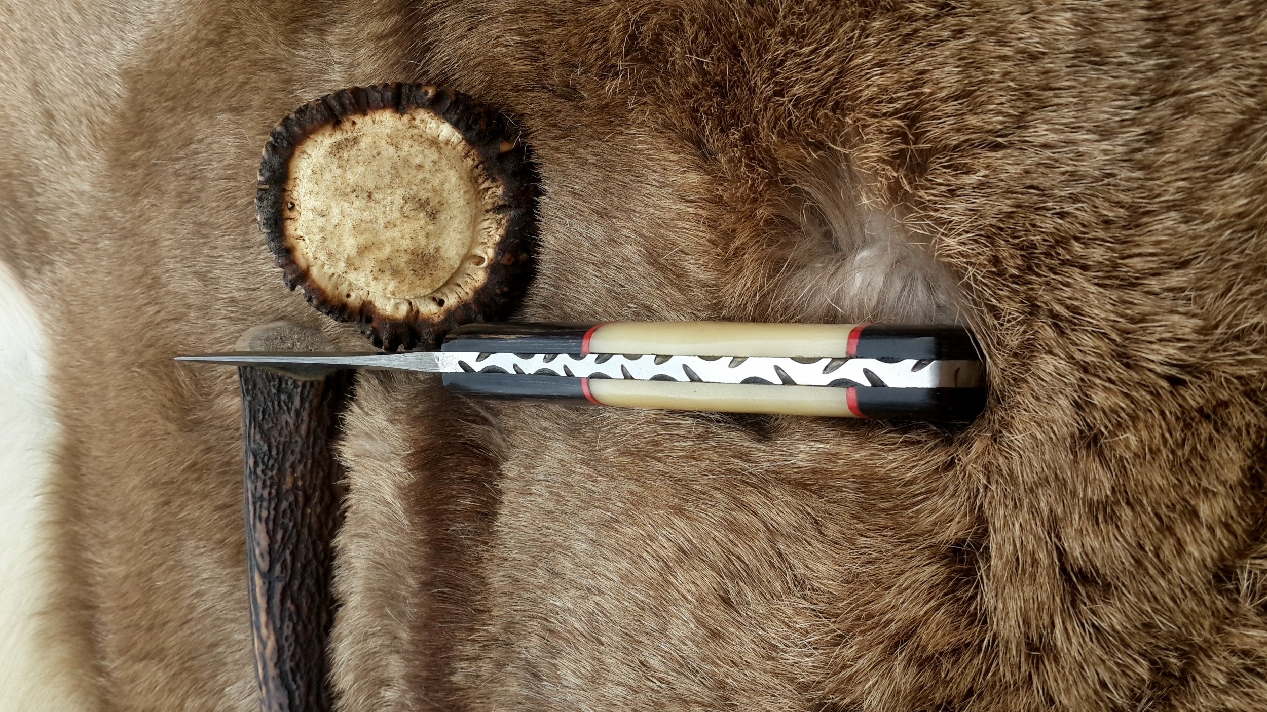 The Master Hunter: Custom Handmade Damascus Steel Fixed-Blade Hunting Knife | Camel Bone & Exotic Wood | 10 Inches | KBS Knives - Image 4