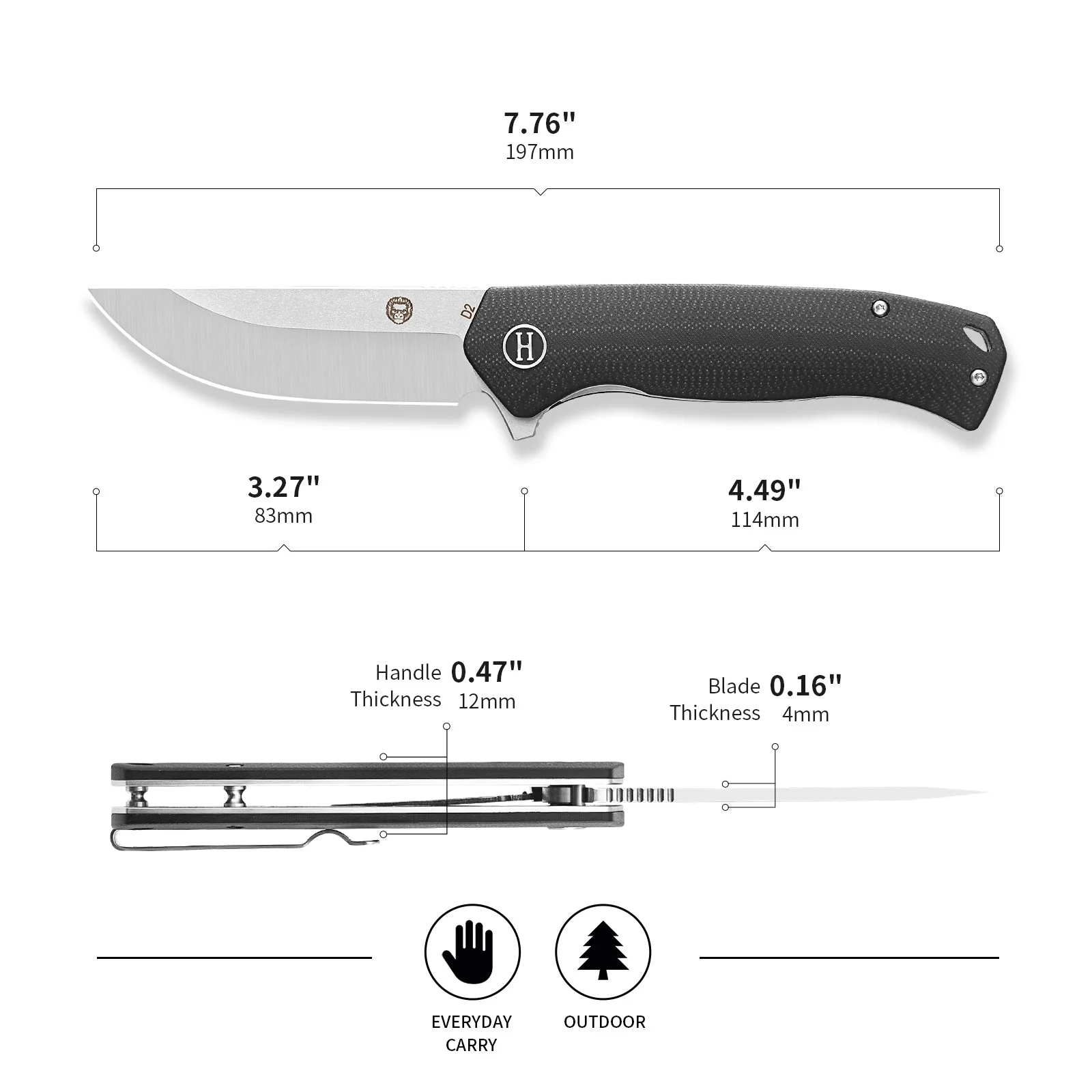 The Pathfinder Folding Pocket Knife Giftset for Men and Women (Black and Silver) - Image 3