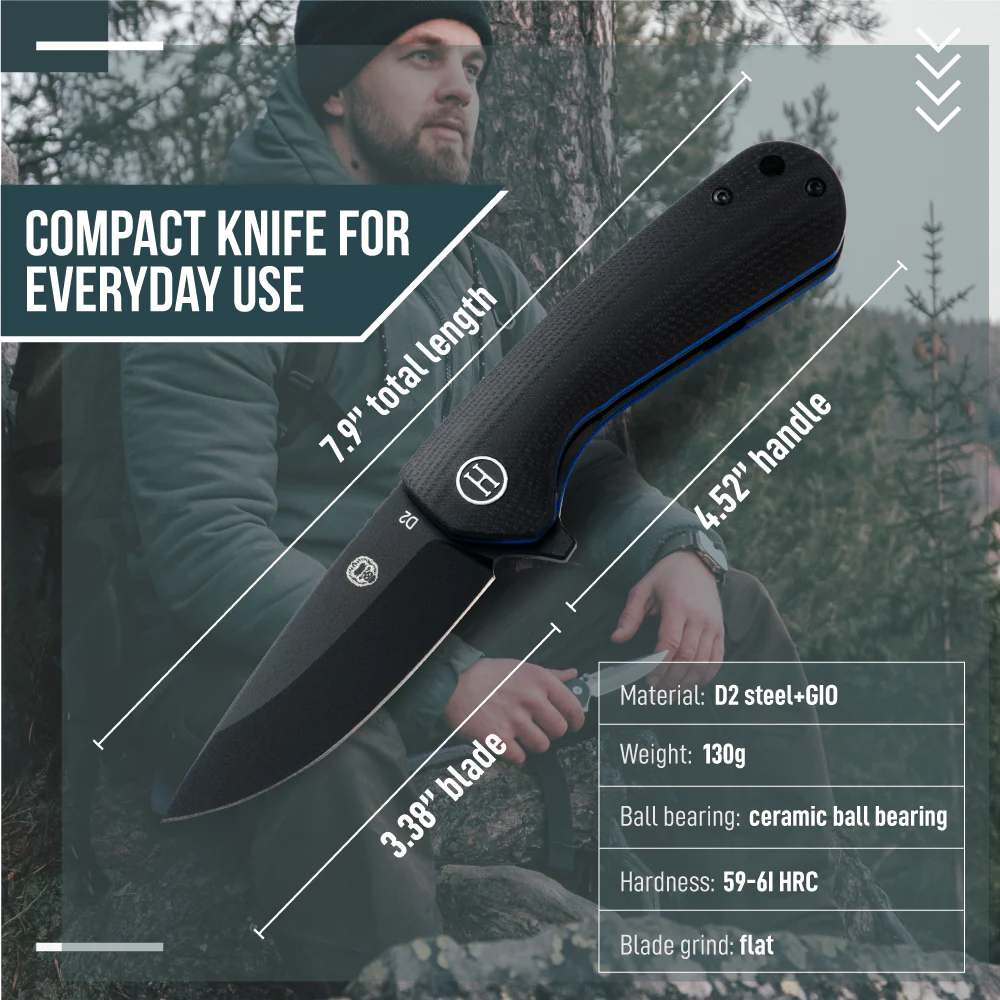 The Peasant Folding Pocket Knife Giftset for Men and Women (Black and Blue) - Image 6
