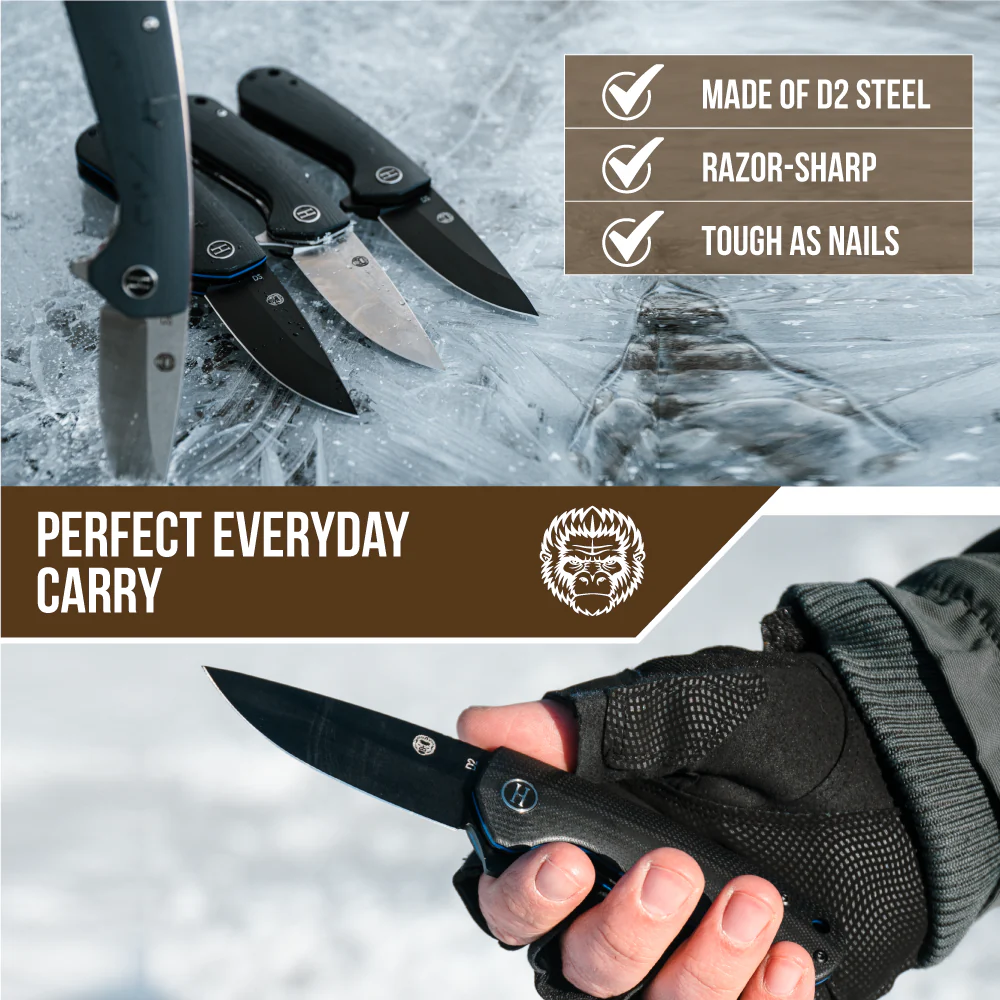 The Peasant Folding Pocket Knife Giftset for Men and Women (Silver and Black) - Image 7