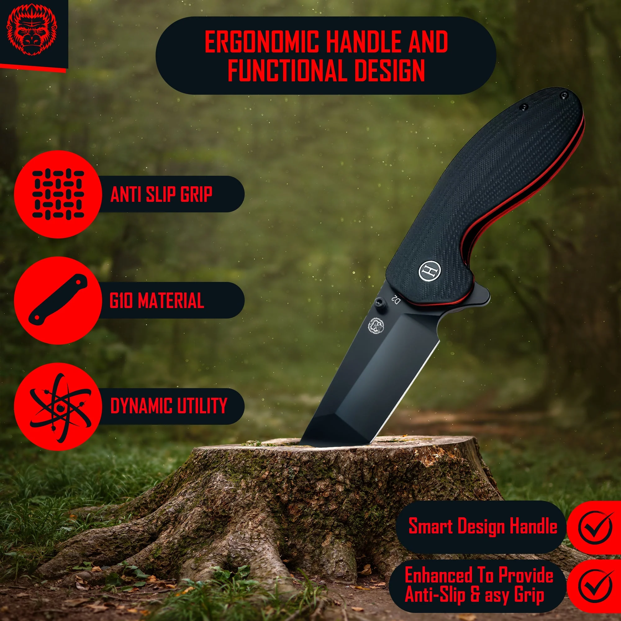 The Pioneer Folding Pocket Knife Giftset for Men and Women (Black and Orange) - Image 5