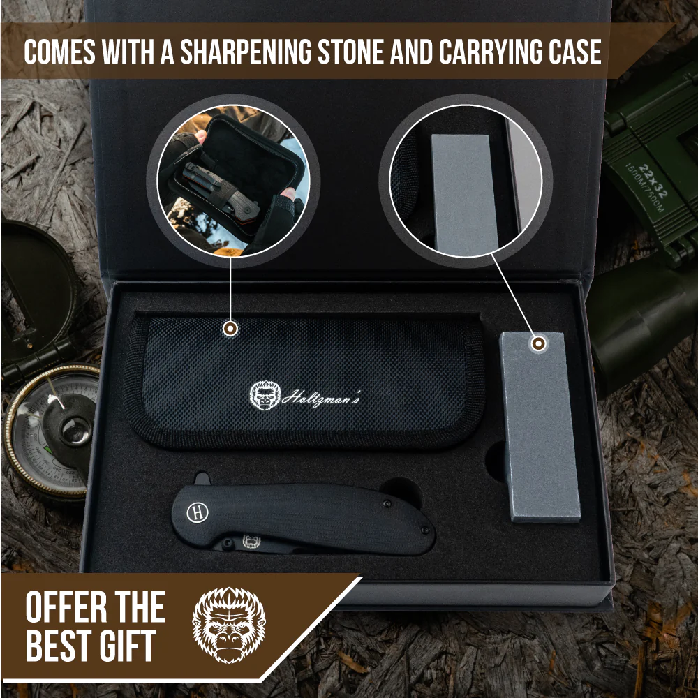 The Straight Back Folding Pocket Knife Giftset for Men and Women (Black and Blue) - Image 6