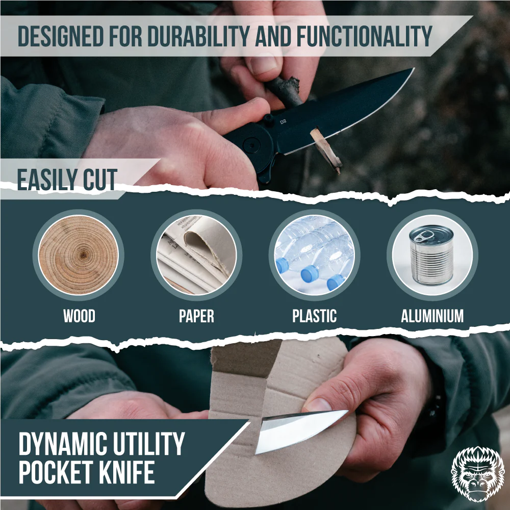 The Straight Back Folding Pocket Knife Giftset for Men and Women (Black and Blue) - Image 7