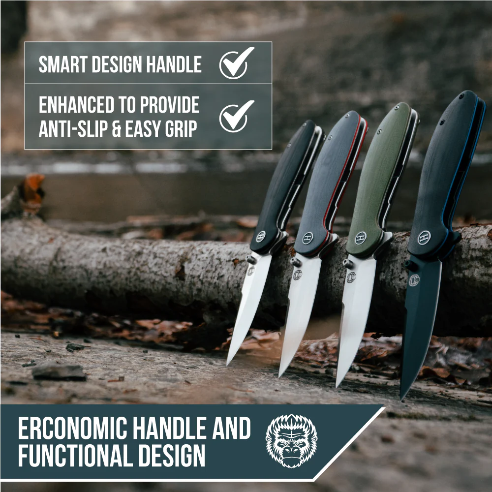 The Straight Back Folding Pocket Knife Giftset for Men and Women (Grey and Red) - Image 5