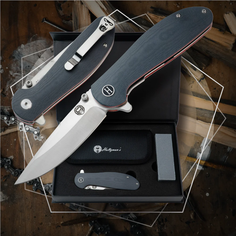 The Straight Back Folding Pocket Knife Giftset for Men and Women (Grey and Red) - Image 6