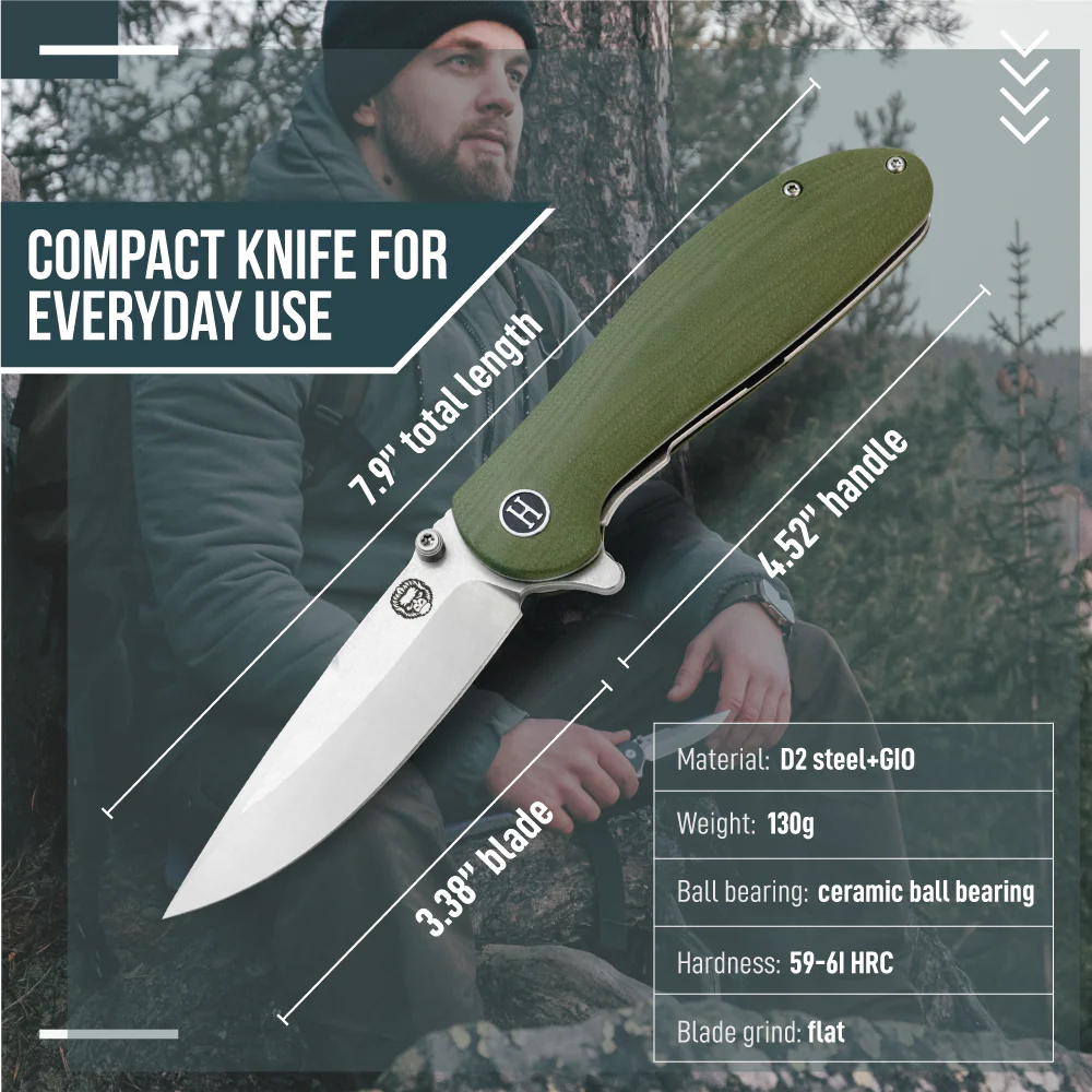The Straight Back Folding Pocket Knife Giftset for Men and Women (Silver and Green) - Image 6