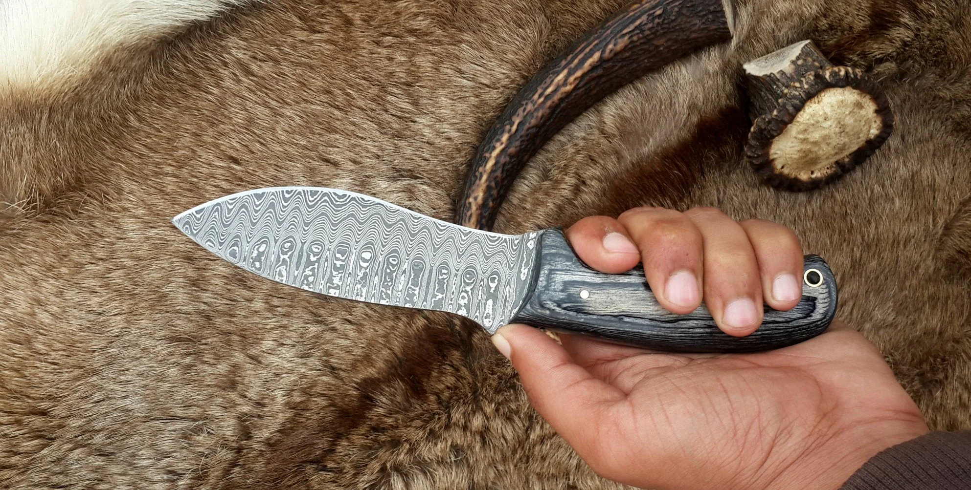 The Tactical Hunter: Custom Handmade Damascus Steel Tactical Hunting Knife | Exotic Wood Handle | 9 Inches | KBS Knives - Image 3