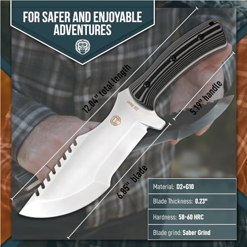 The Tracker D2 Steel Bushcraft Survival Knife Gift Set (Black and Gray) - Image 2