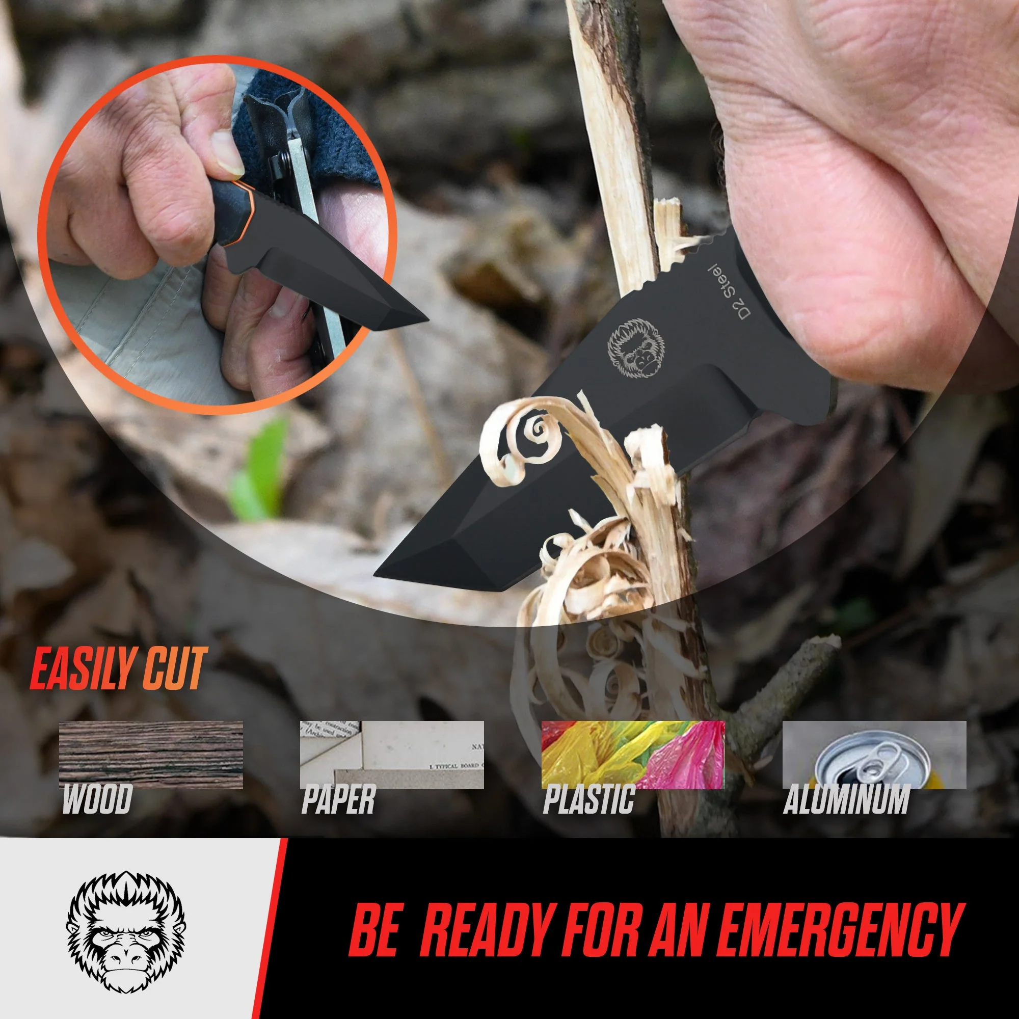 The Wakizashi Survival Neck Knife Giftset for Outdoors (Black Blade + Green Liner) - Image 10