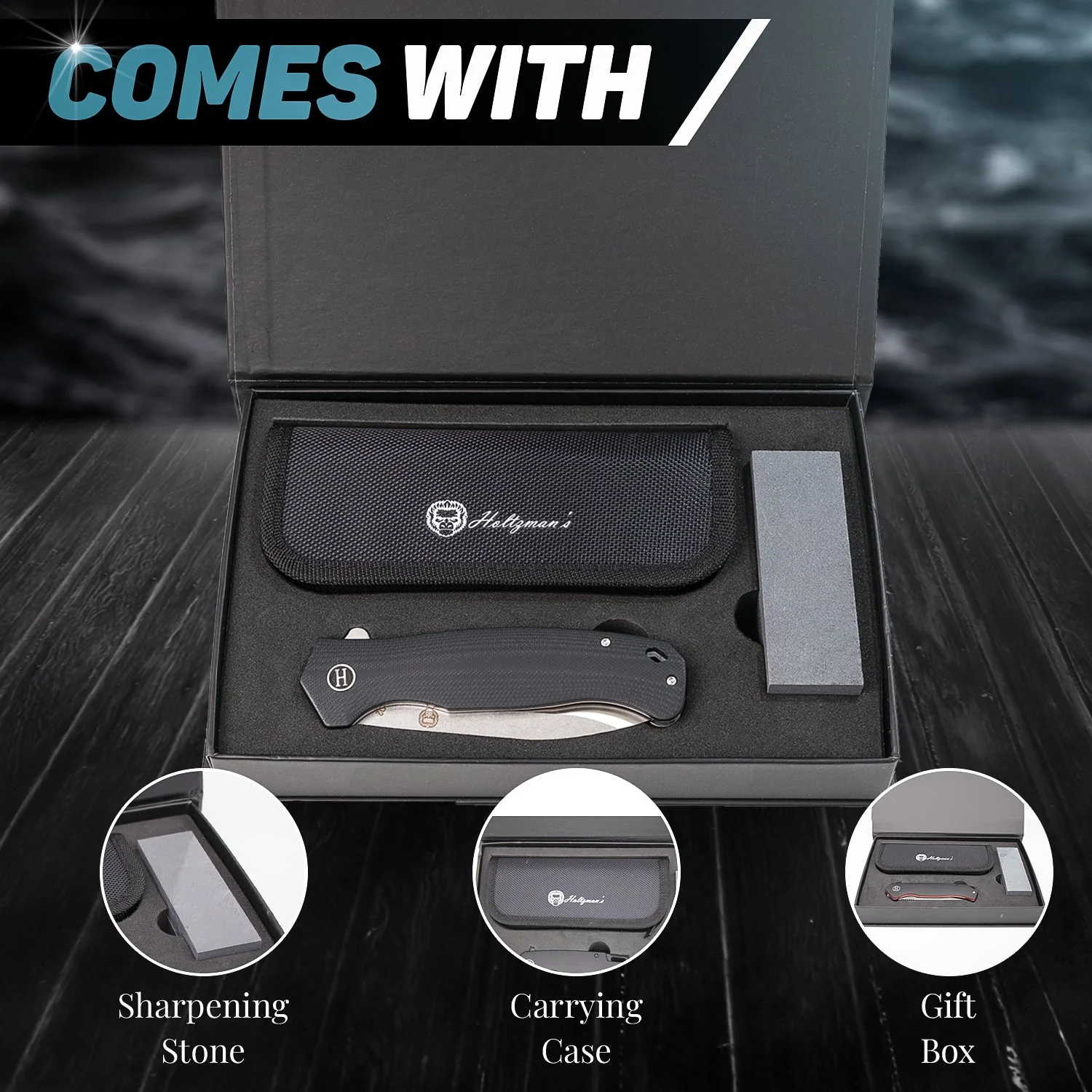 The Wild Trail Folding Pocket Knife Giftset for Men and Women (Silver and Black) - Image 5